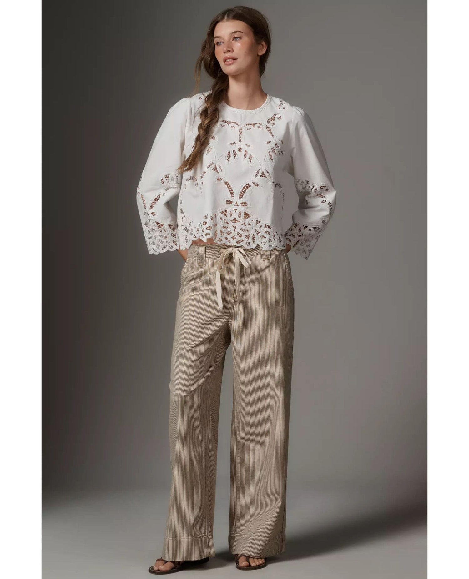 Lily Stripe Cropped Pant Lido Stripe