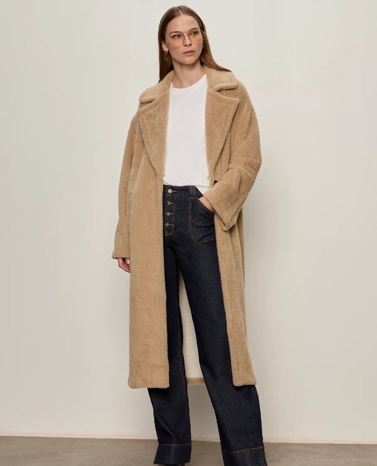 Live in Fur Coat Warm Camel