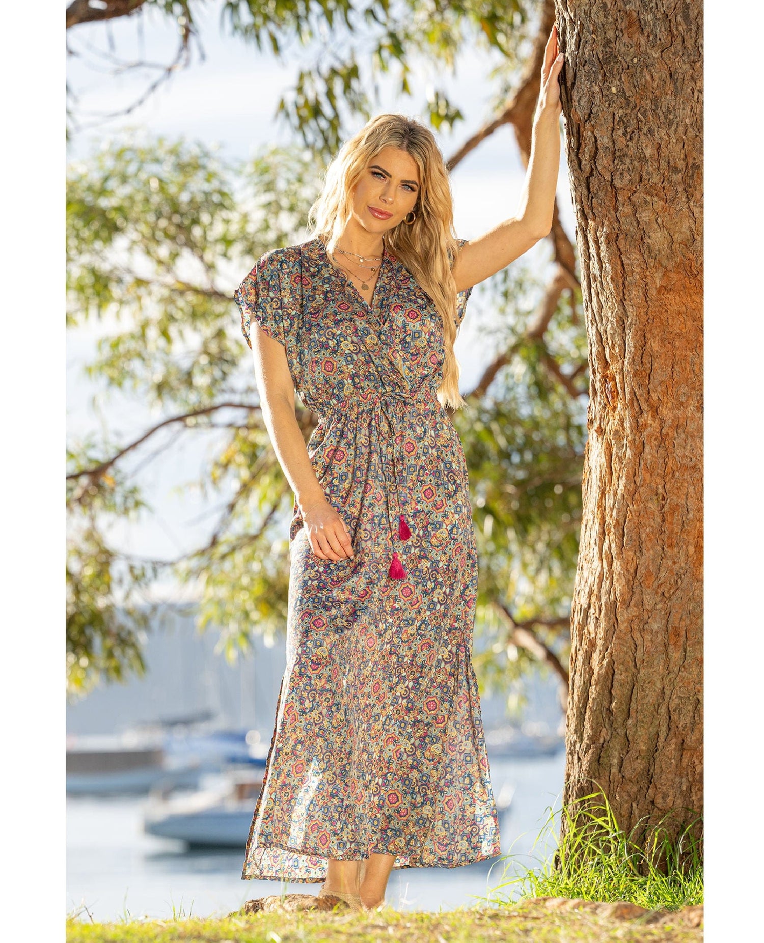 Magnolia Tile Kimono Maxi Dress