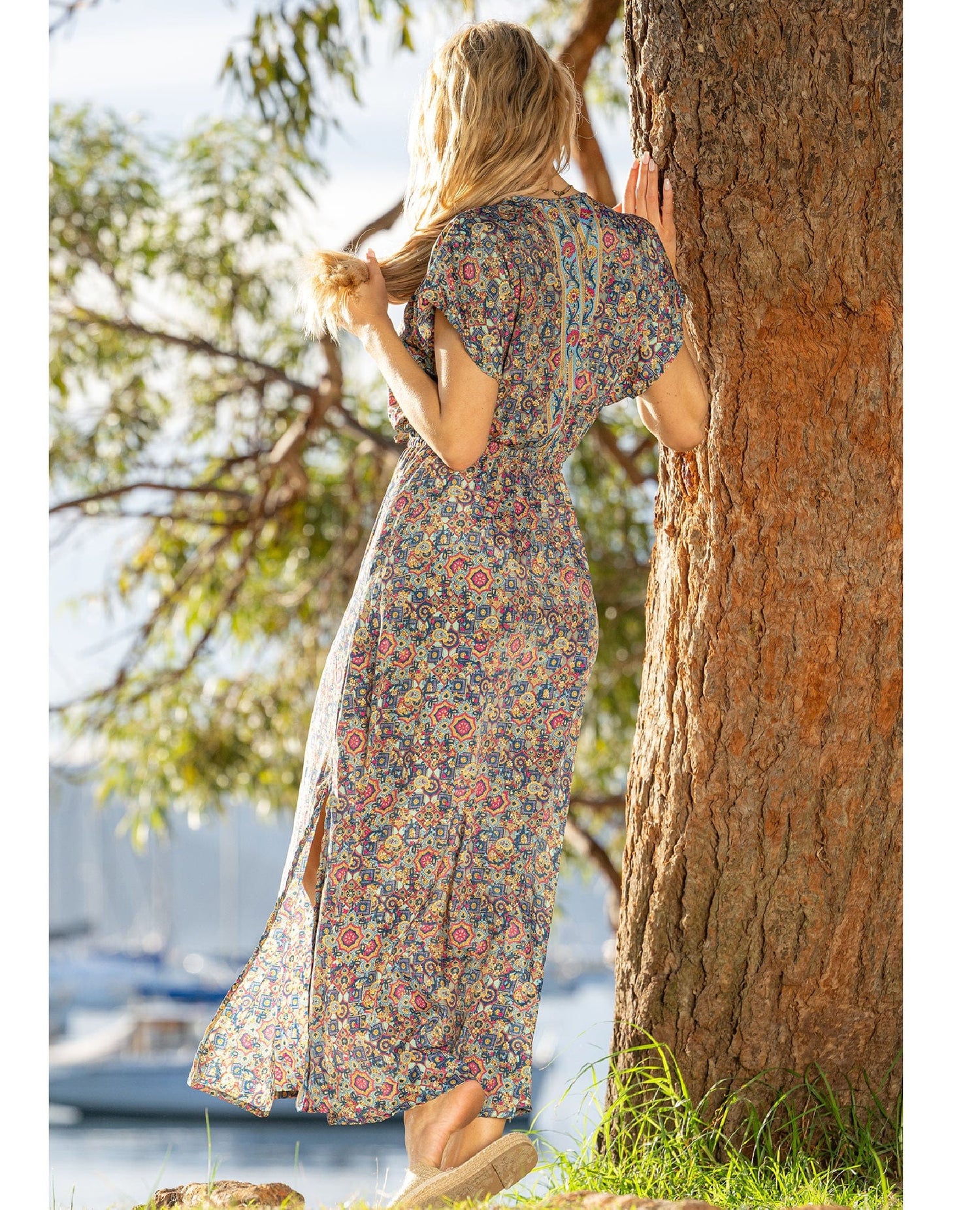 Magnolia Tile Kimono Maxi Dress
