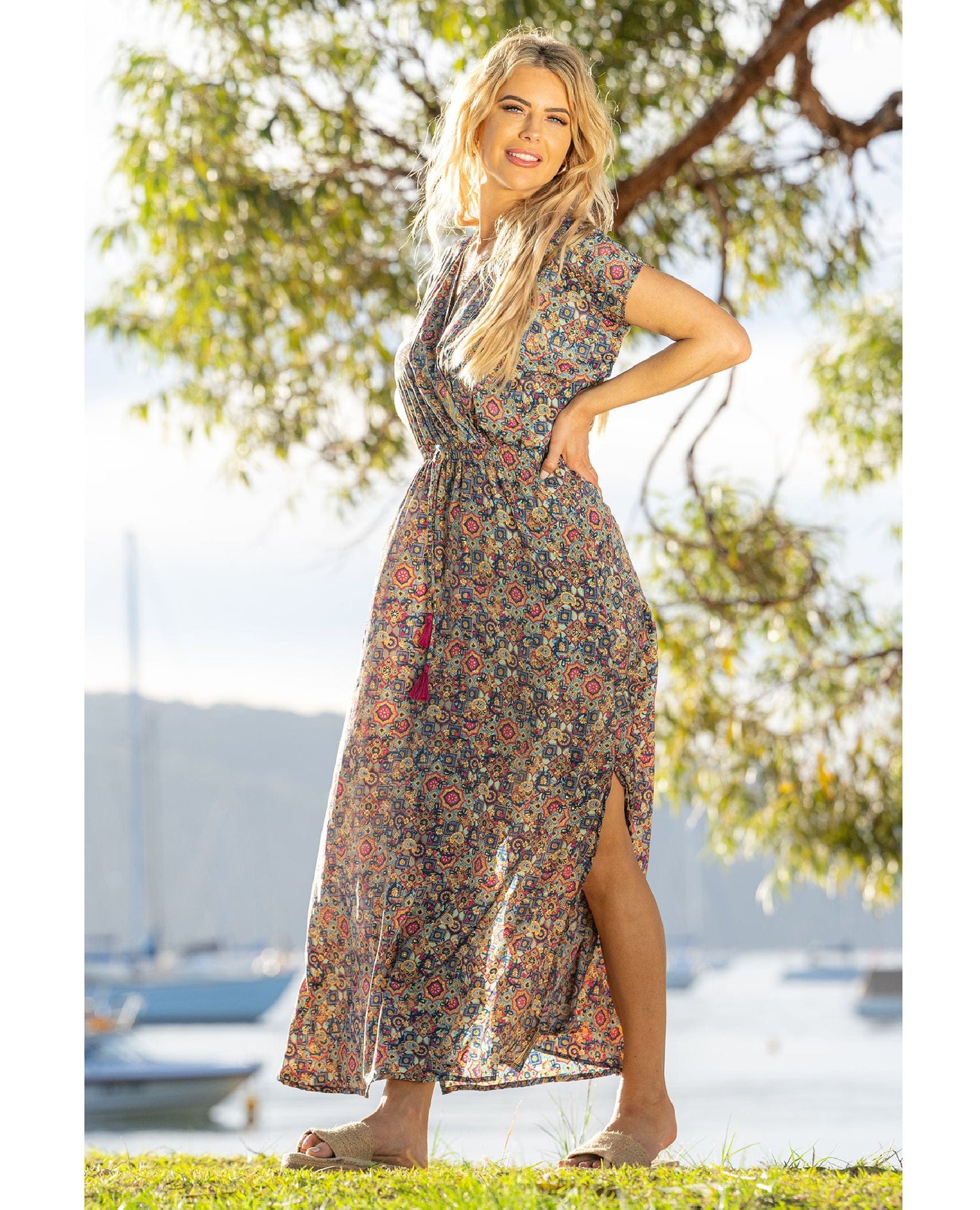 Magnolia Tile Kimono Maxi Dress