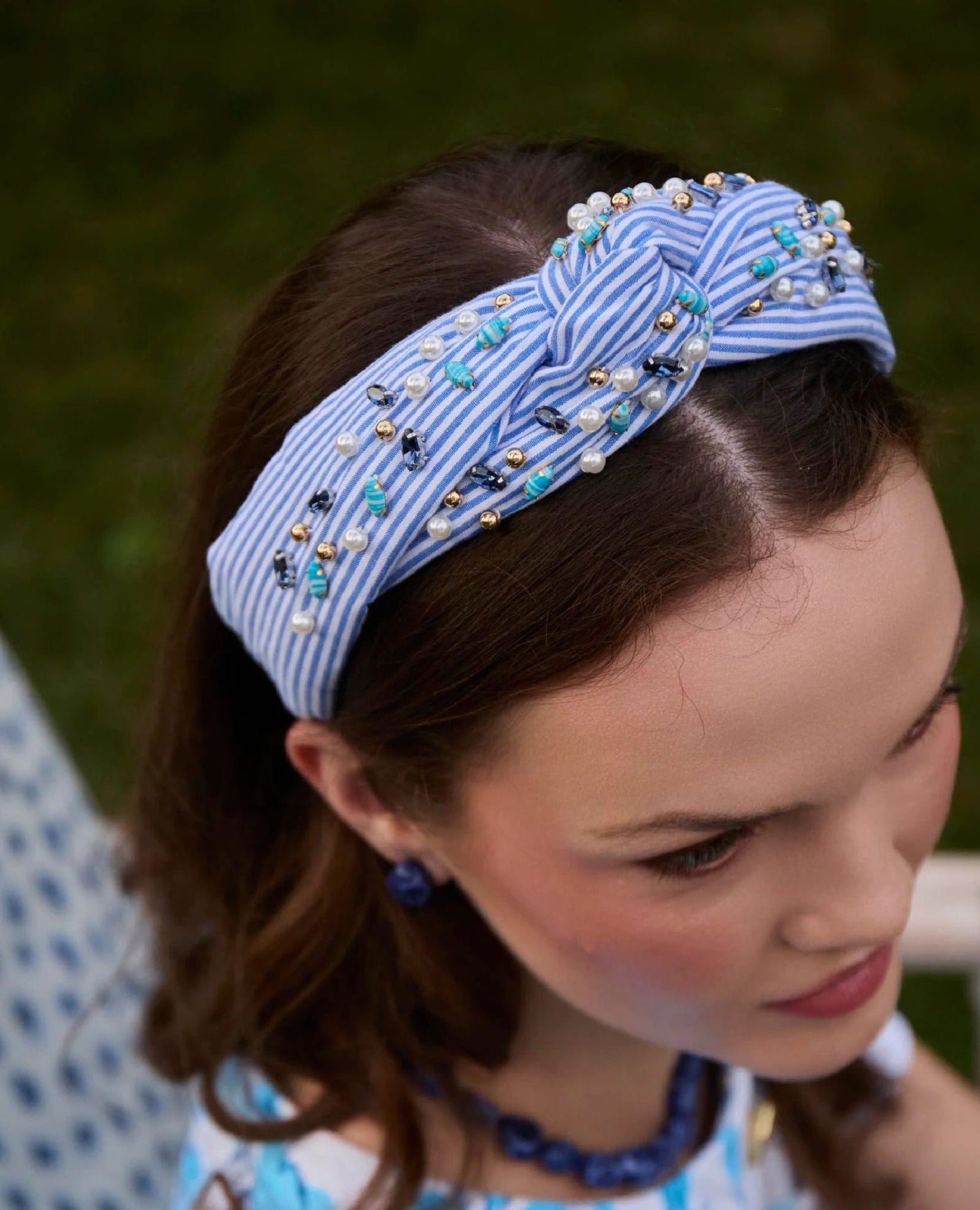 Marlene Embellished Seersucker Headband