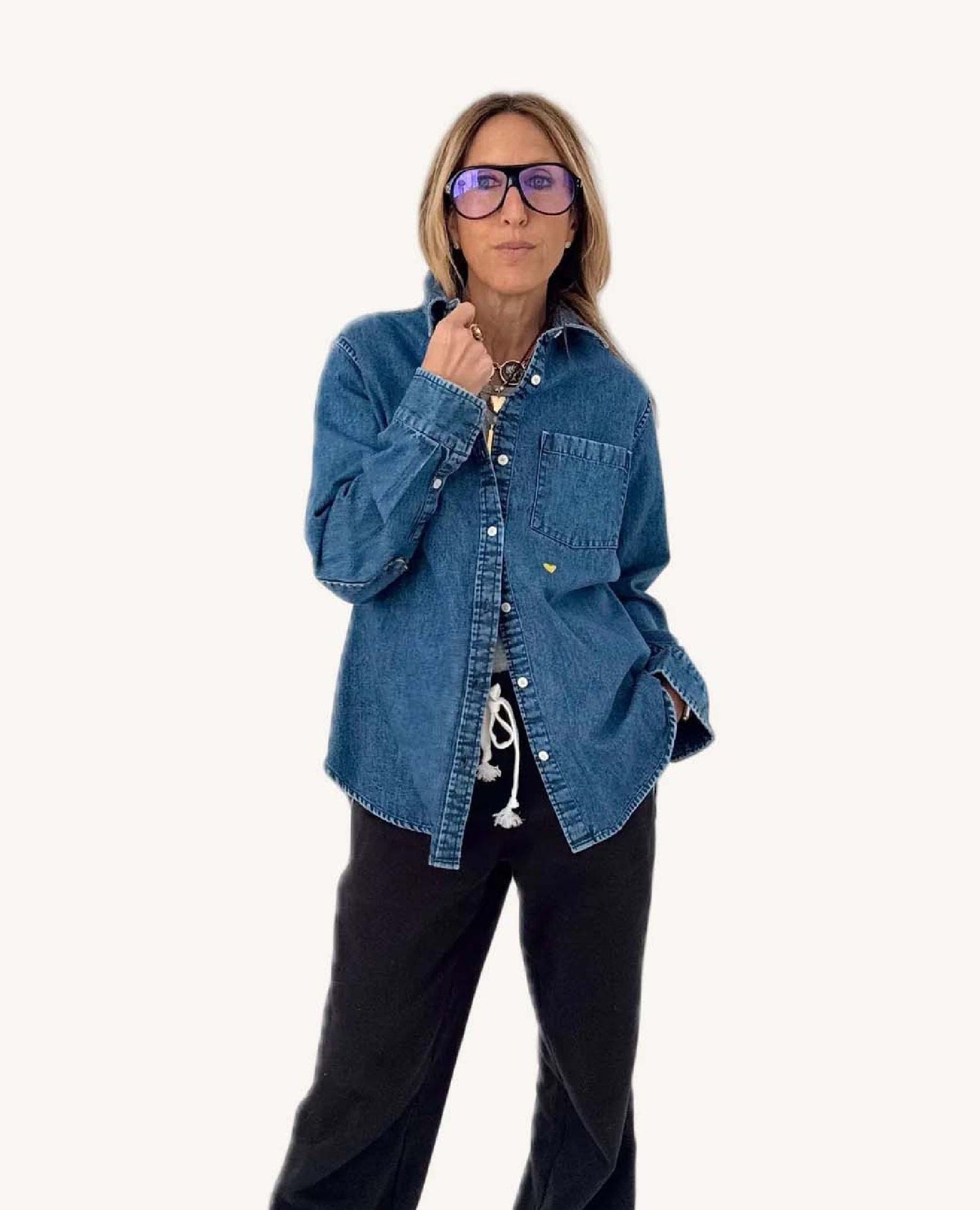 Kerri Rosenthal Denim Yellow Heart