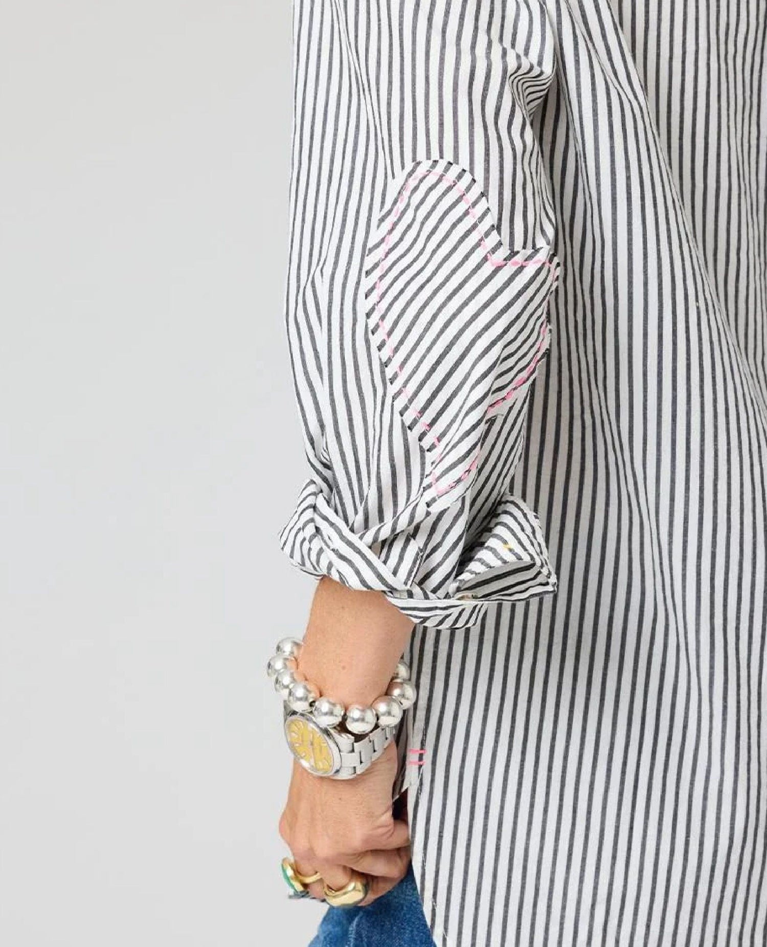 Mia Charcoal Stripe Heart Shirt