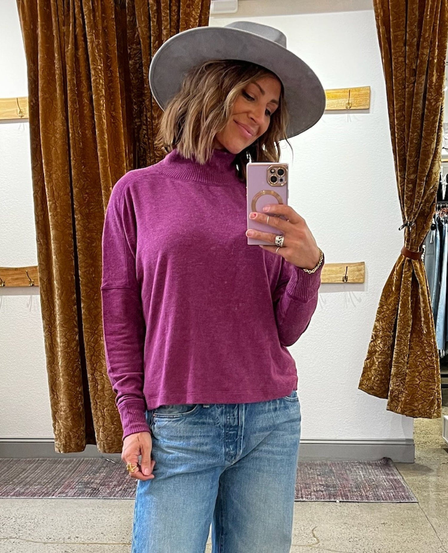 So Soft Mock Neck Frida Magenta