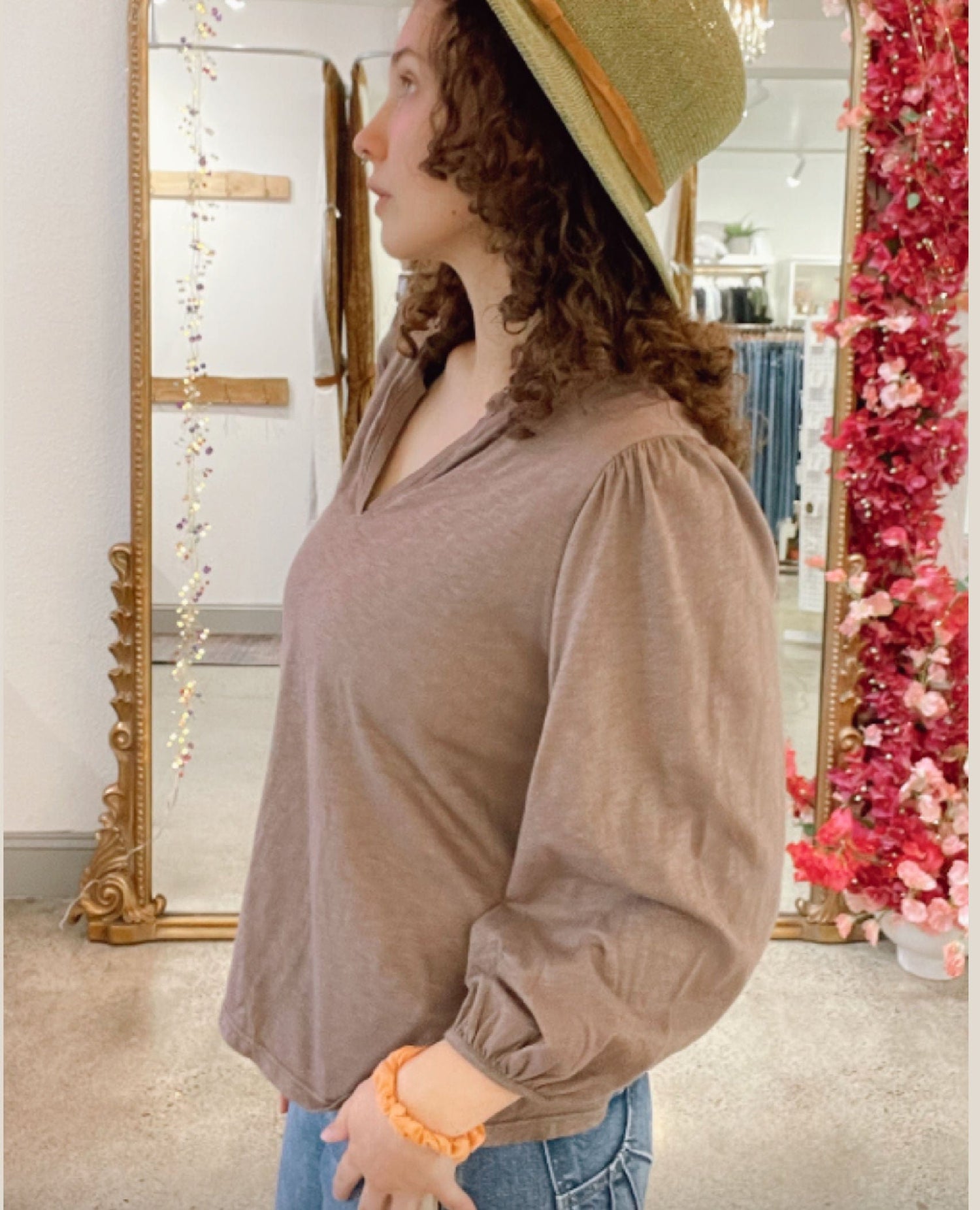 Gabi Puff Sleeve Top Fawn