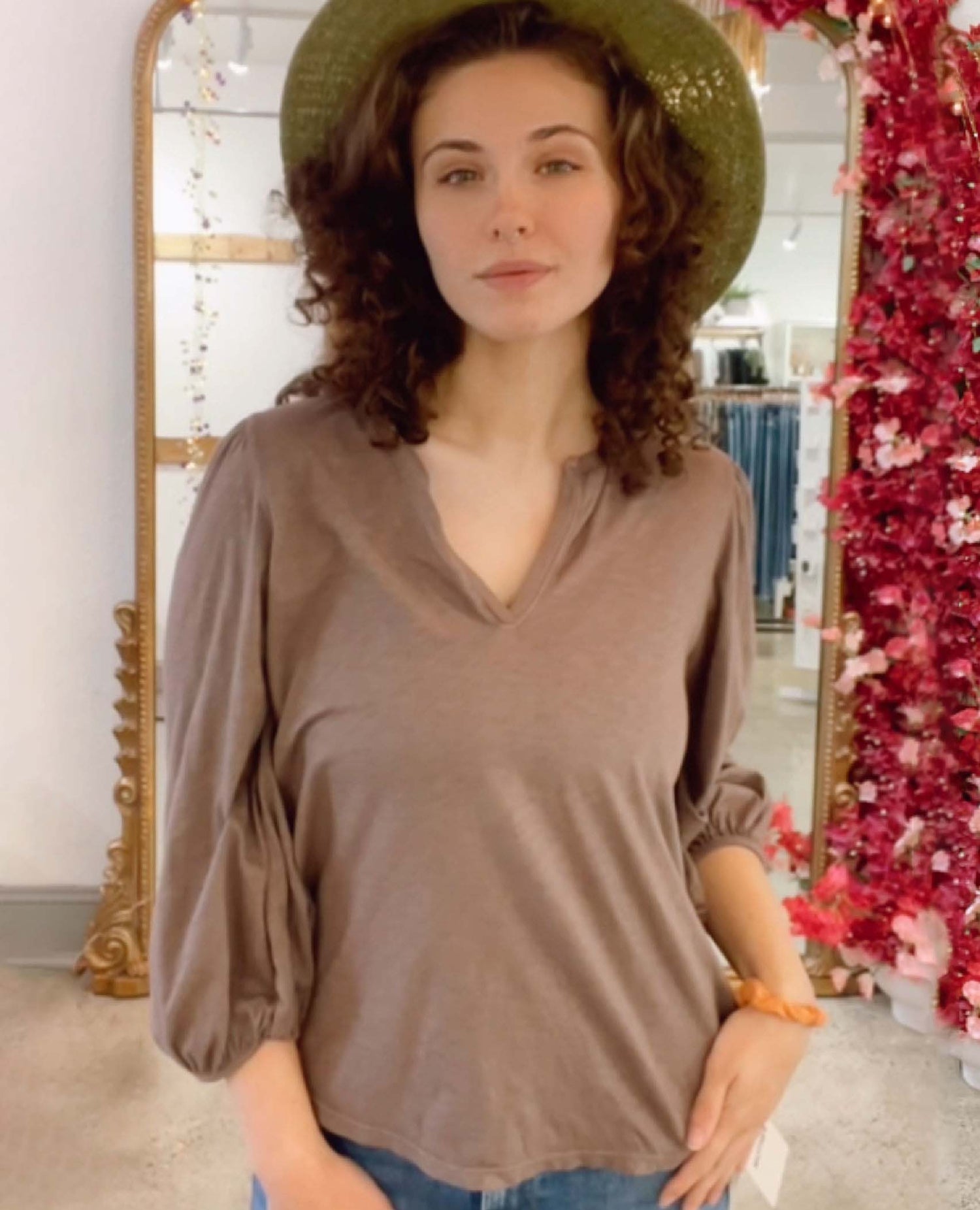 Gabi Puff Sleeve Top Fawn