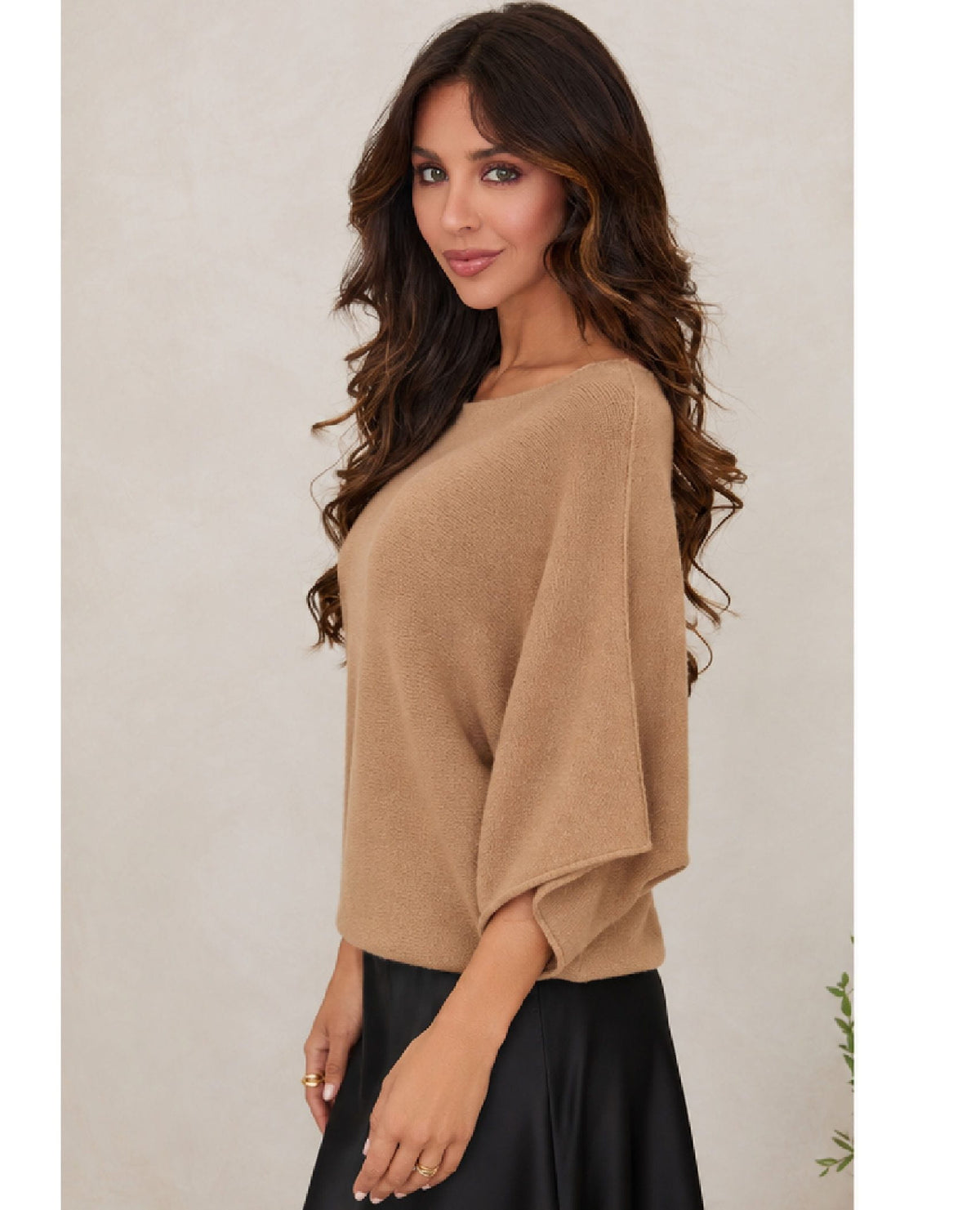Crew Short Sleeve Camel Sweater