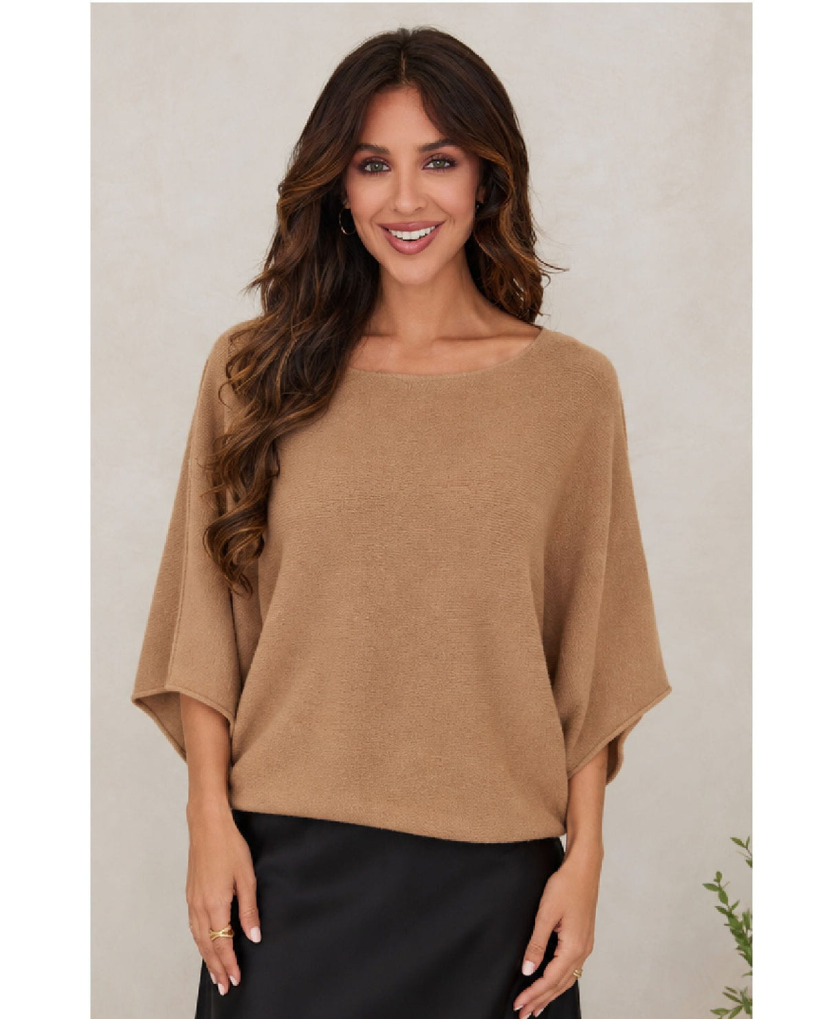 Crew Short Sleeve Camel Sweater
