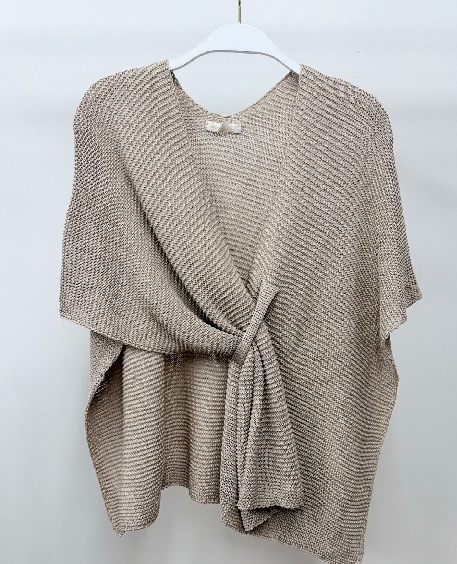 Knit Front Wrap Shawl Taupe