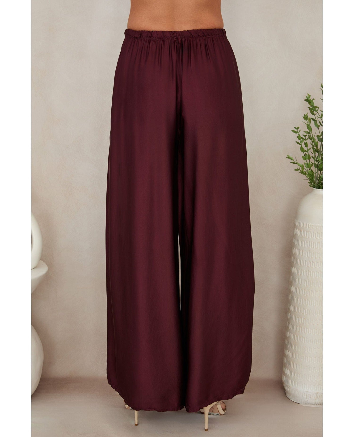 Silky Drawstring Pant Wine