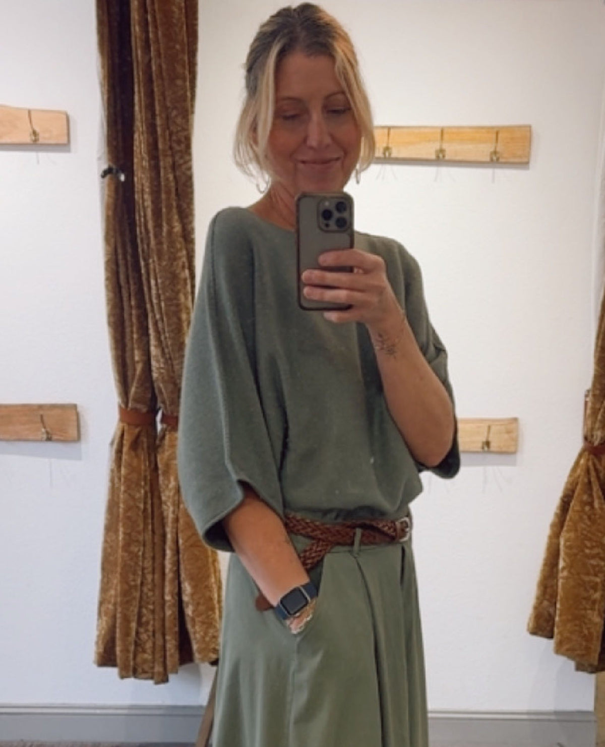 Cozy Short Sleeve Army Sweater
