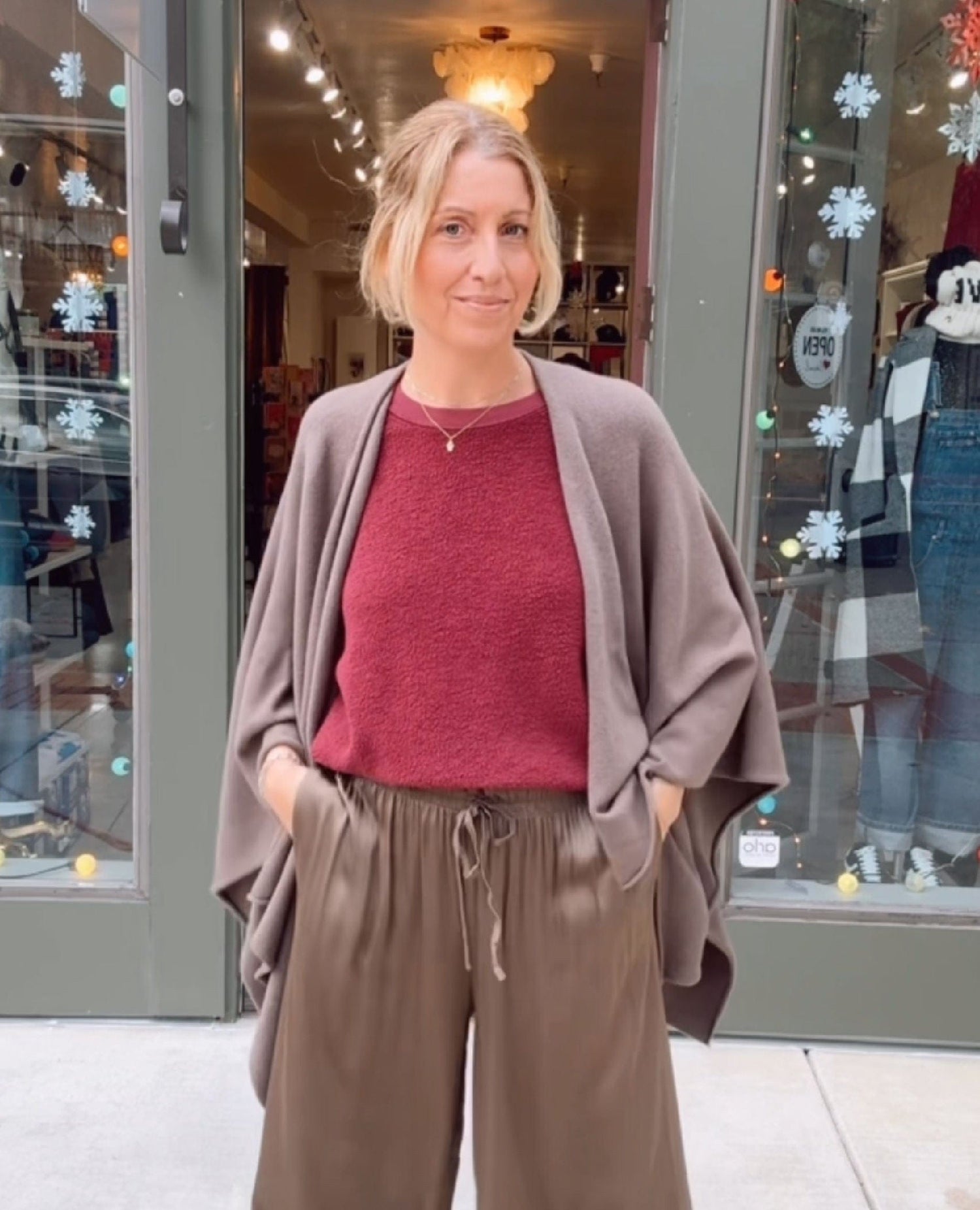 Open Scarf Cardigan Mocha