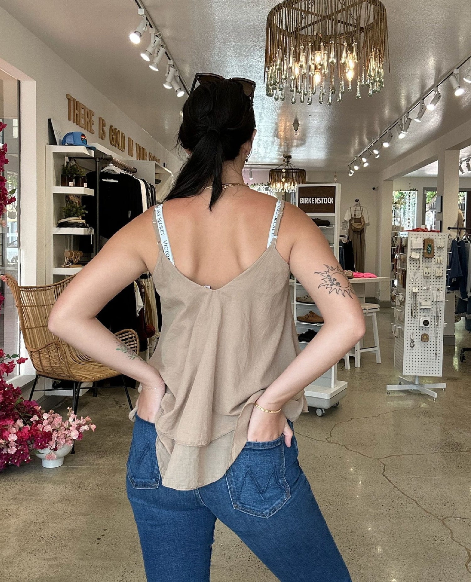 Layered V-Neck Tank Top Camel