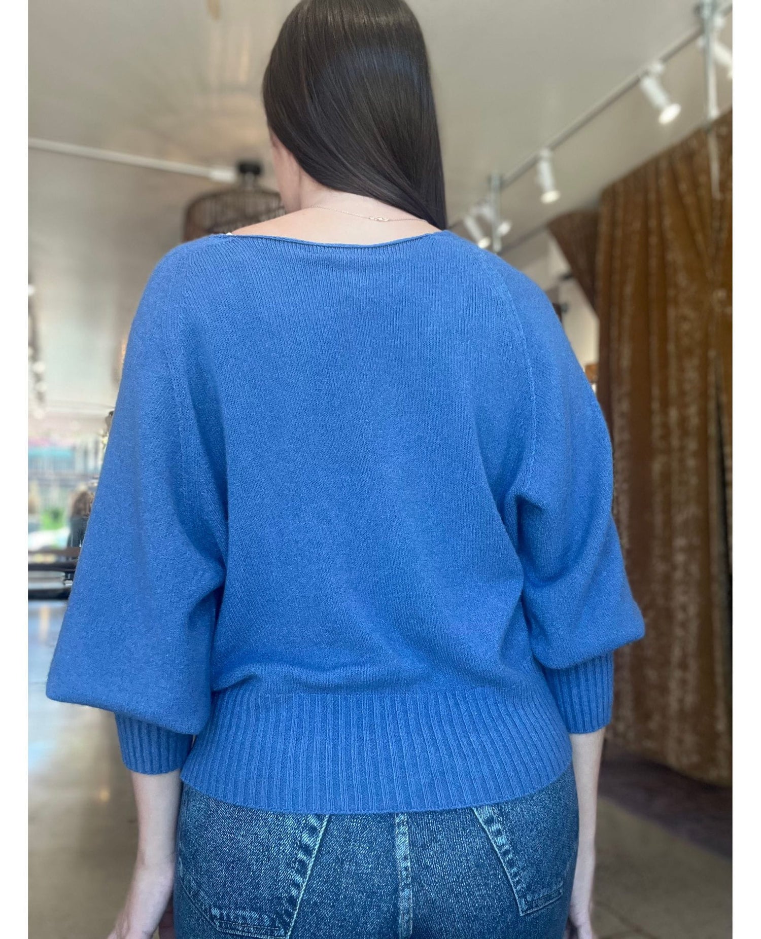 Cuffed Cozy Button Down Sweater Blue