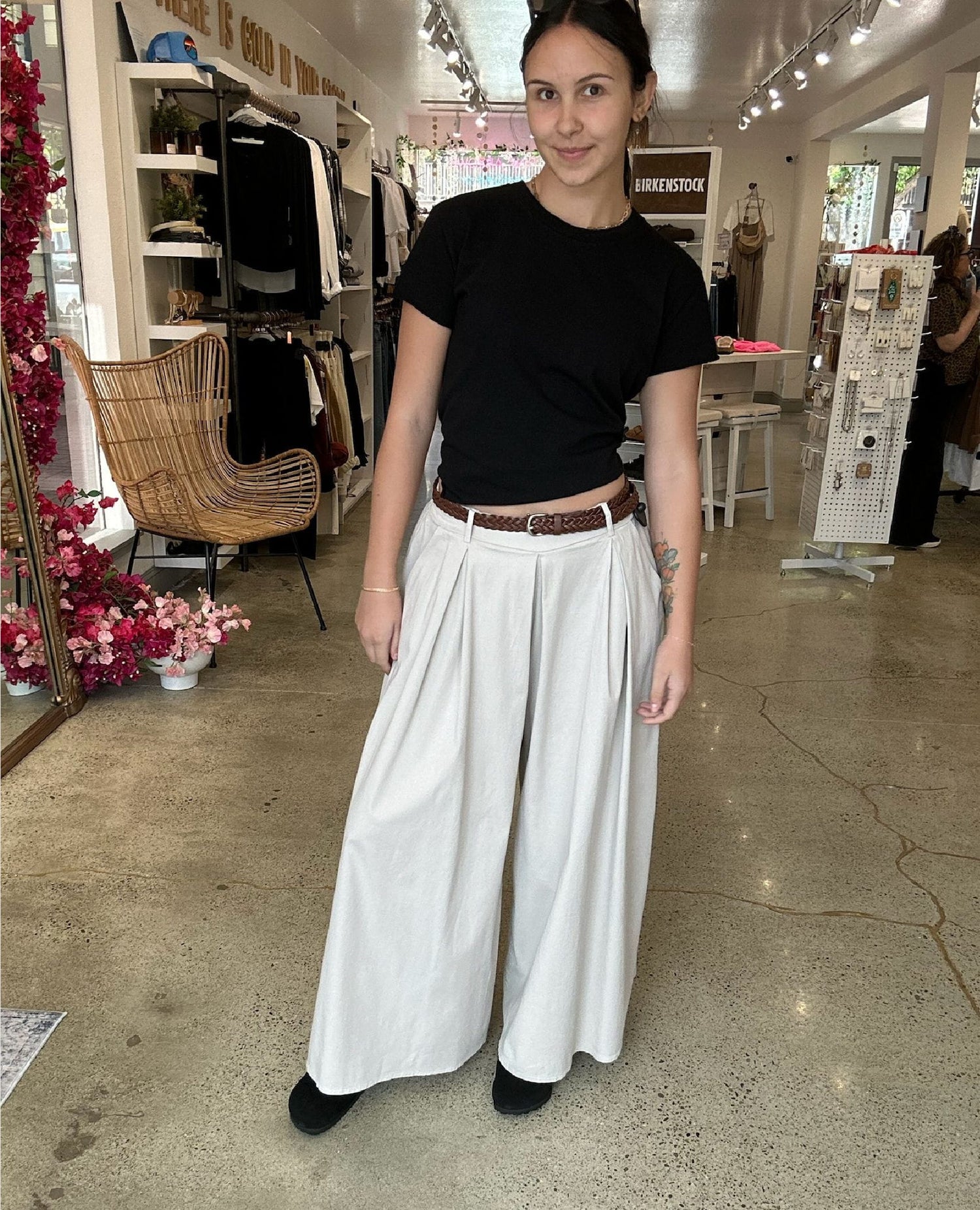 Wide Leg Plazzo Pant Beige