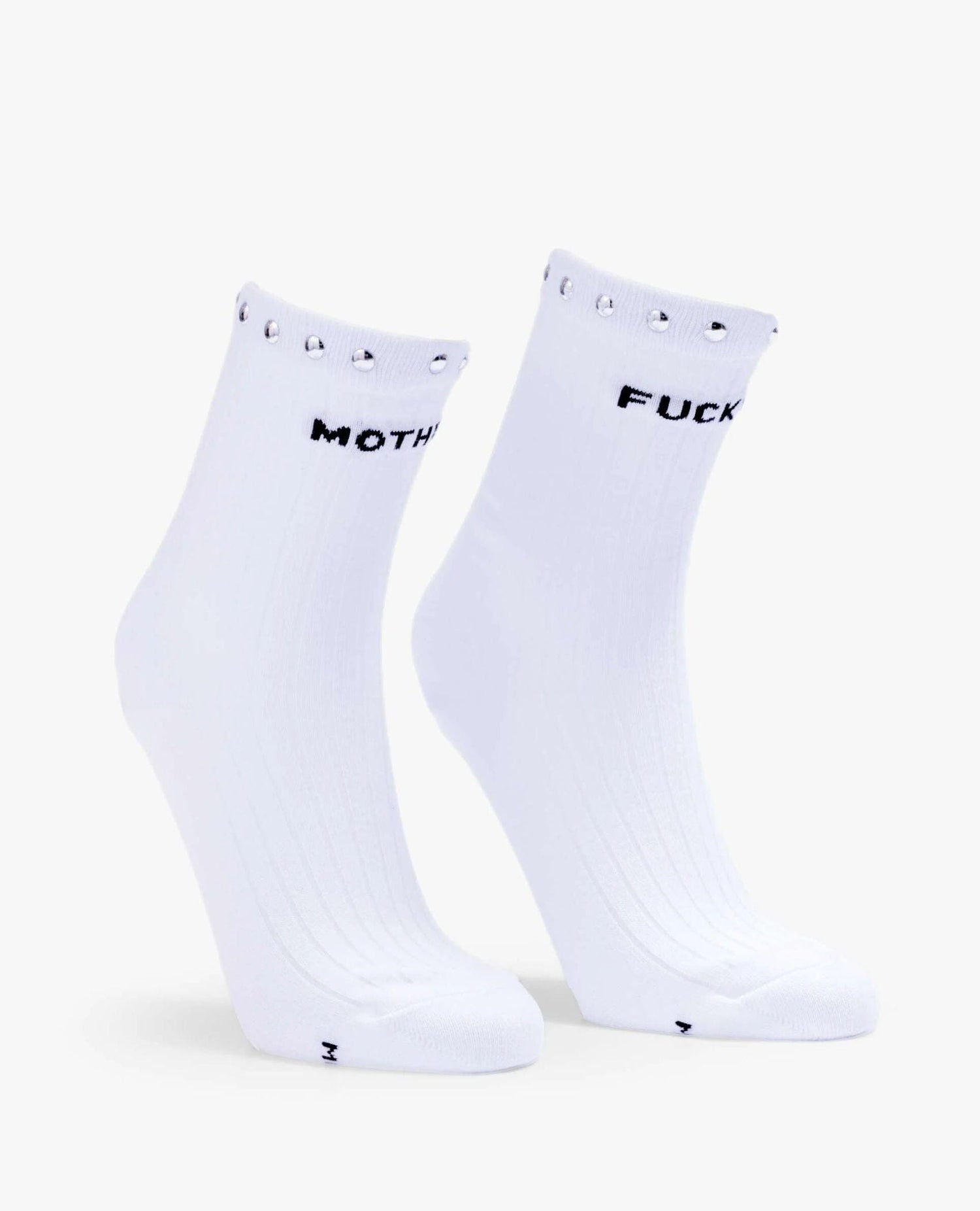 Mother F*cker White Studded Sock
