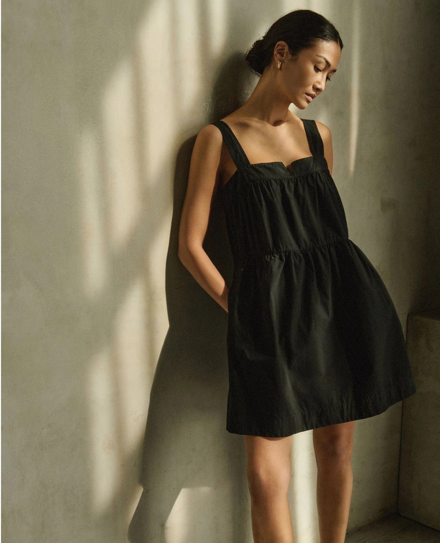 Nation Claribel Pocket Poplin Mini Dress Black