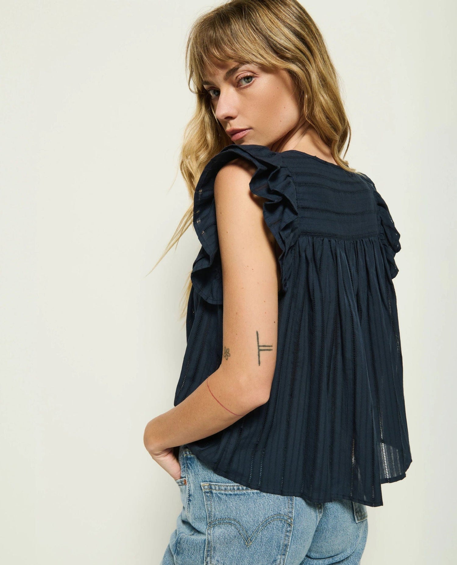 Nation Claudia Flutter Top Navy