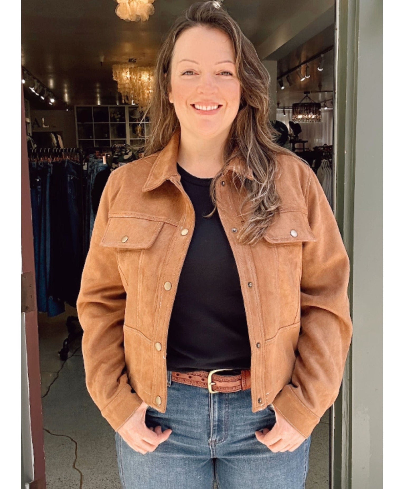 Suede Trucker Jacket Carmel