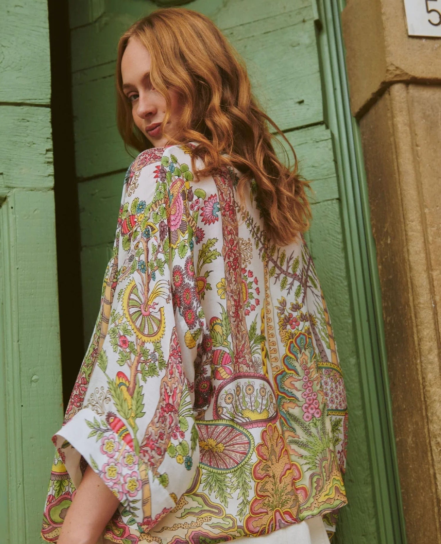 One Hundred Stars Boho Garden Ecru Kimono