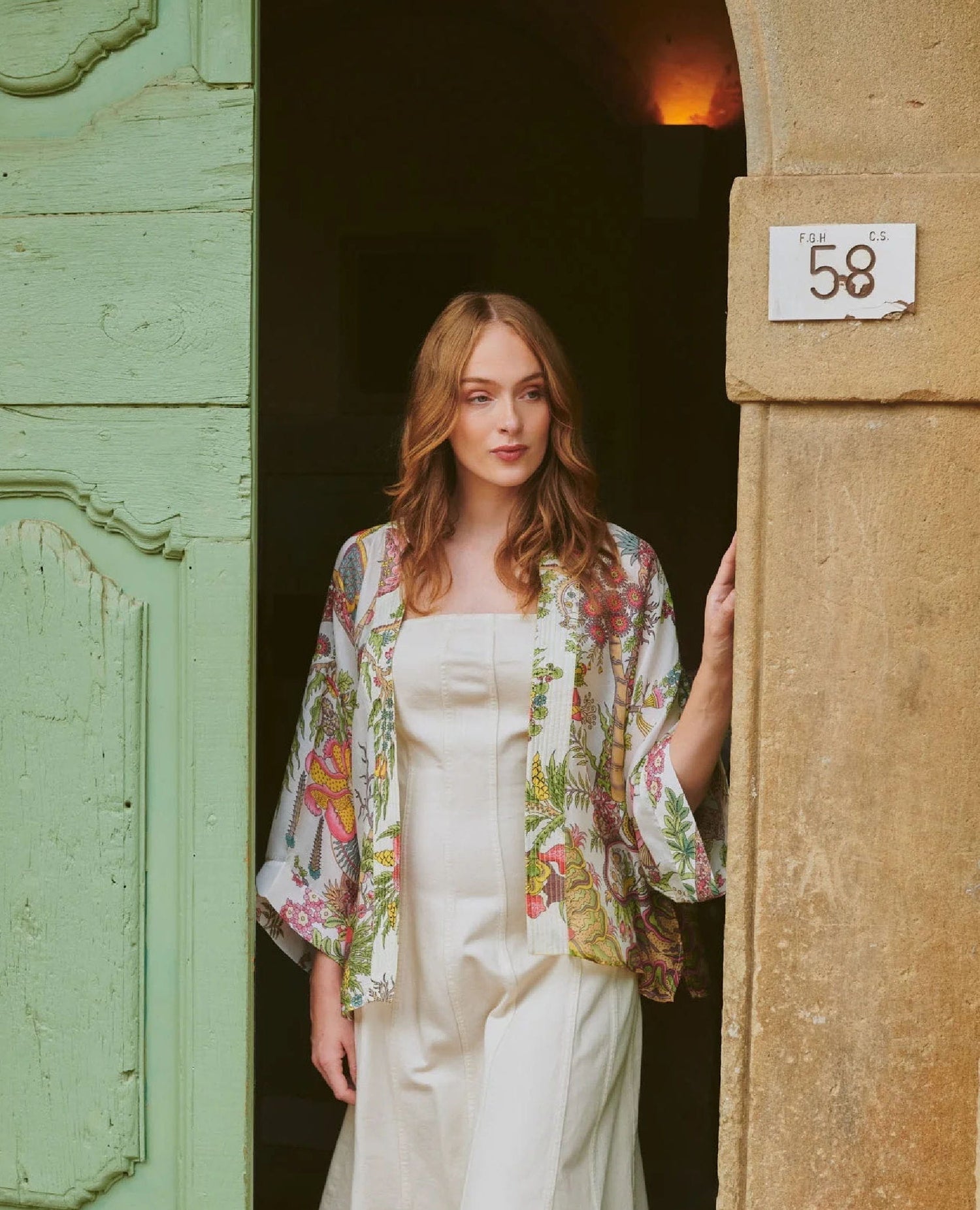 One Hundred Stars Boho Garden Ecru Kimono