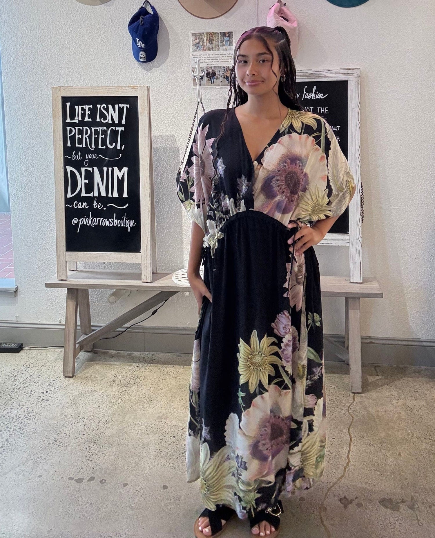 One Hundred Star Black Floral Dress