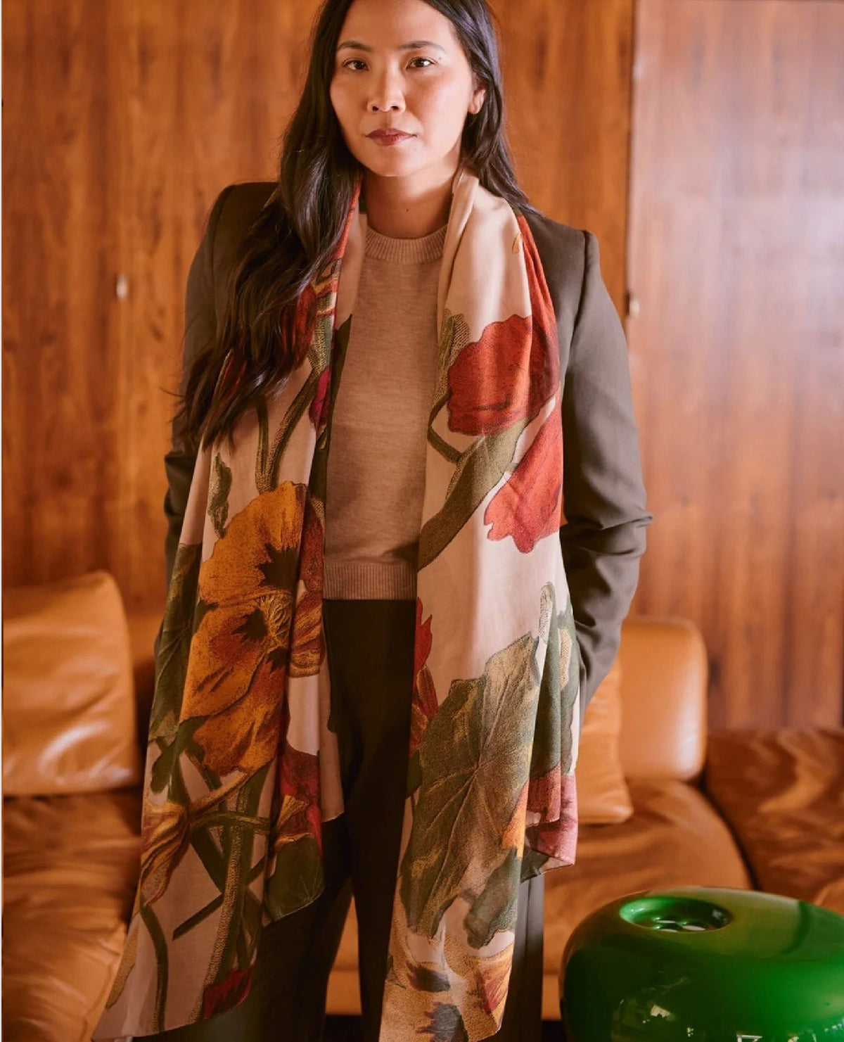 Fawn Floral Nasturtium Scarf