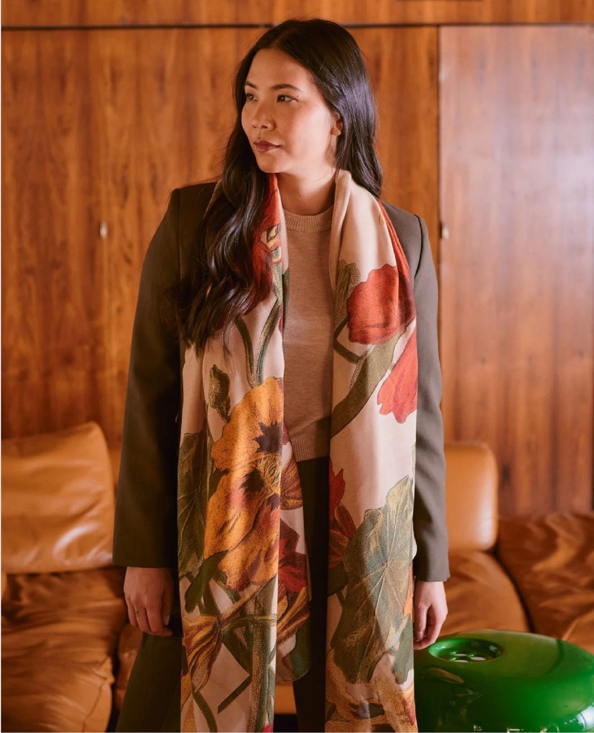 Fawn Floral Nasturtium Scarf