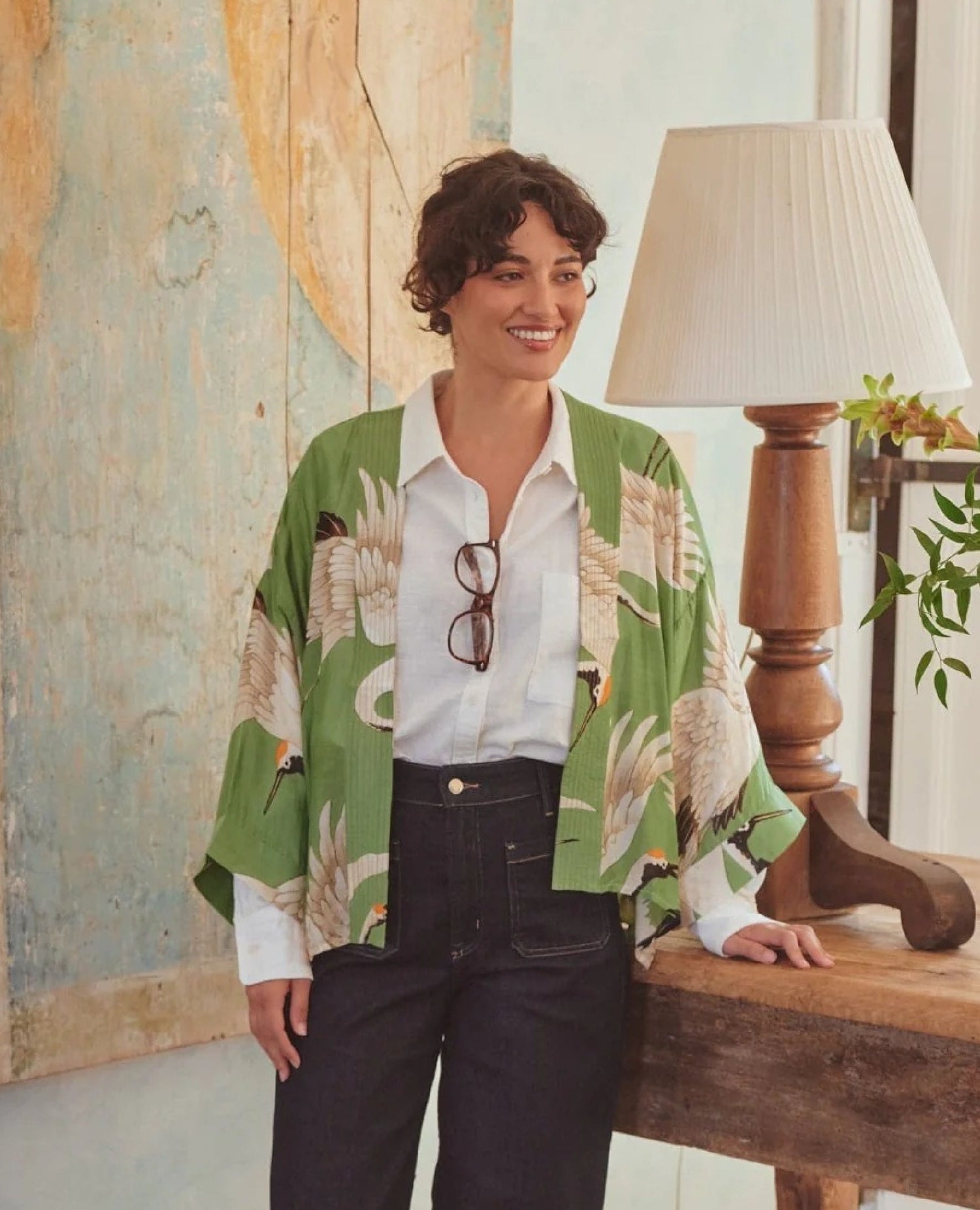 Stork Pea Green Kimono