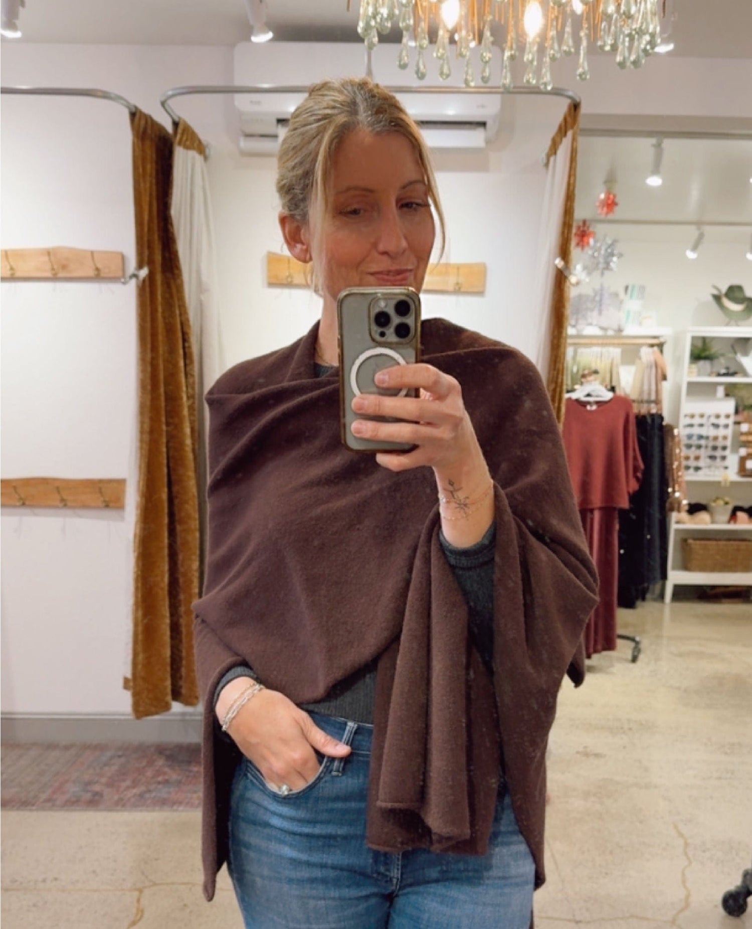 Open Scarf Cardigan Chocolate