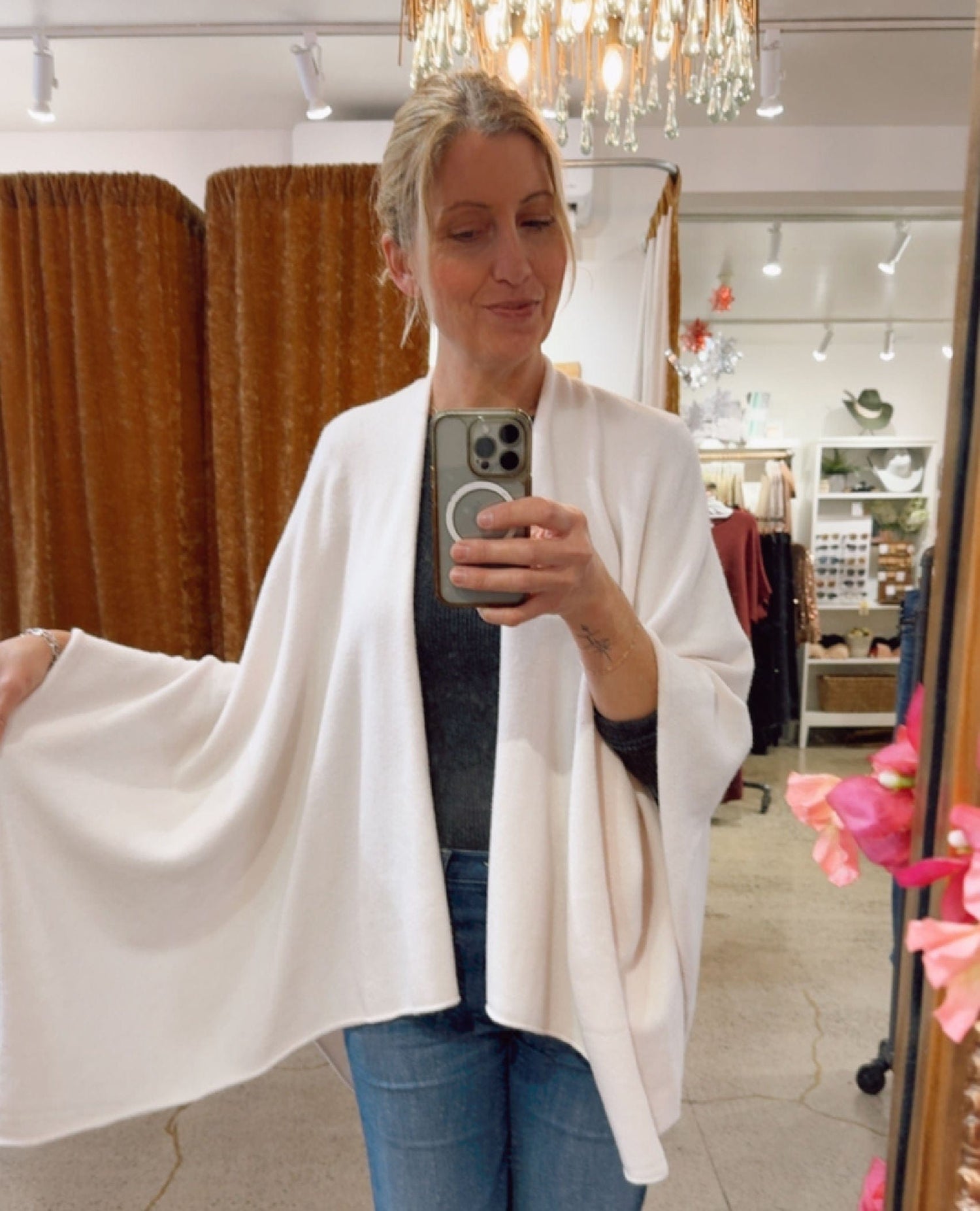 Open Scarf Cardigan Ivory