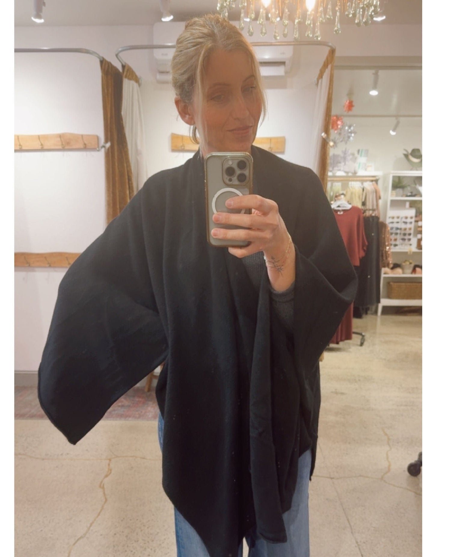 Open Scarf Cardigan Black