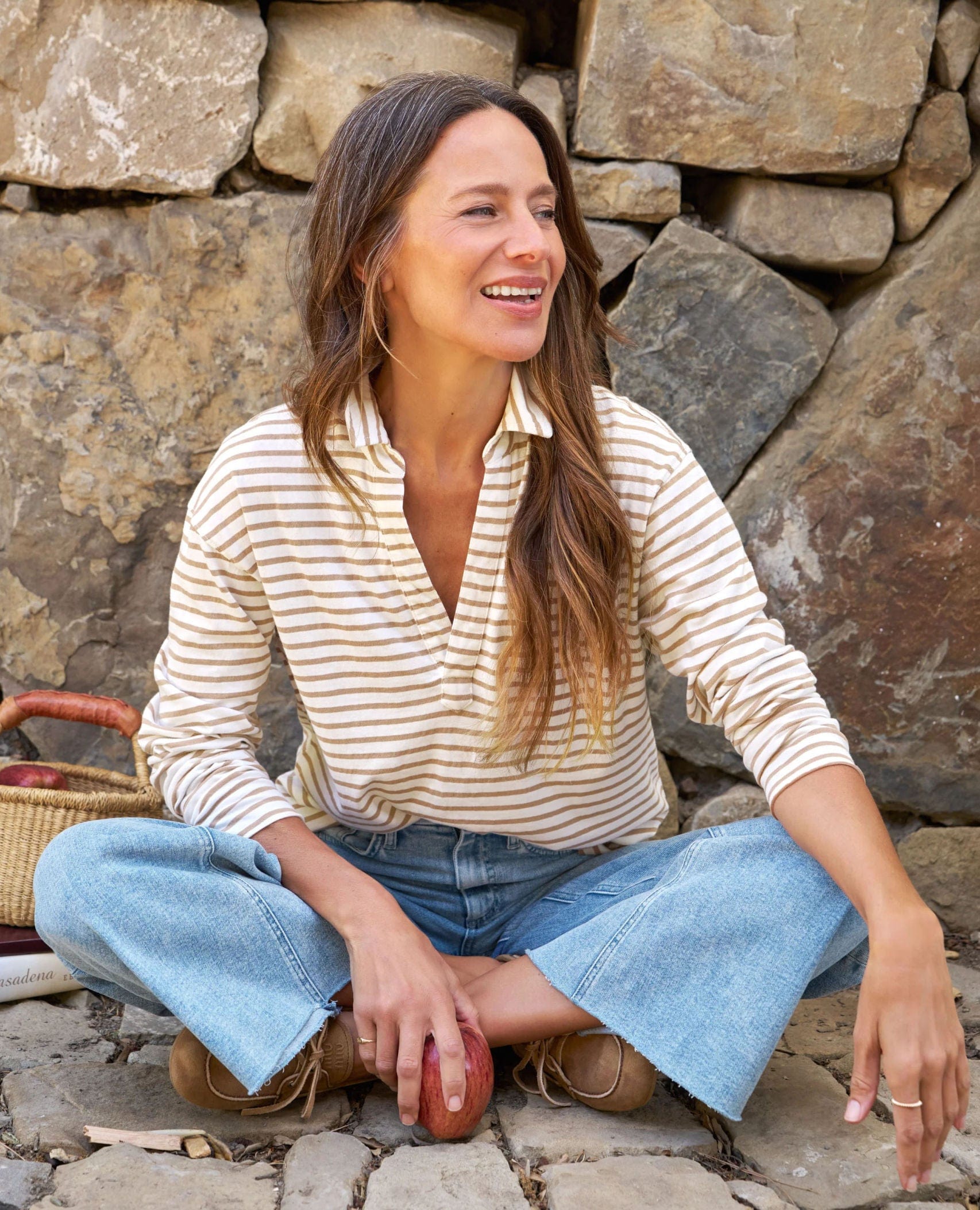 Patrick Camel Stripe Jersey Top