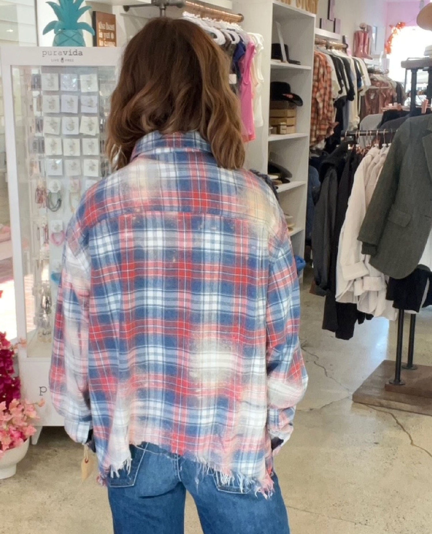 Bleached Wave Flannel – One Size (blue bleached)