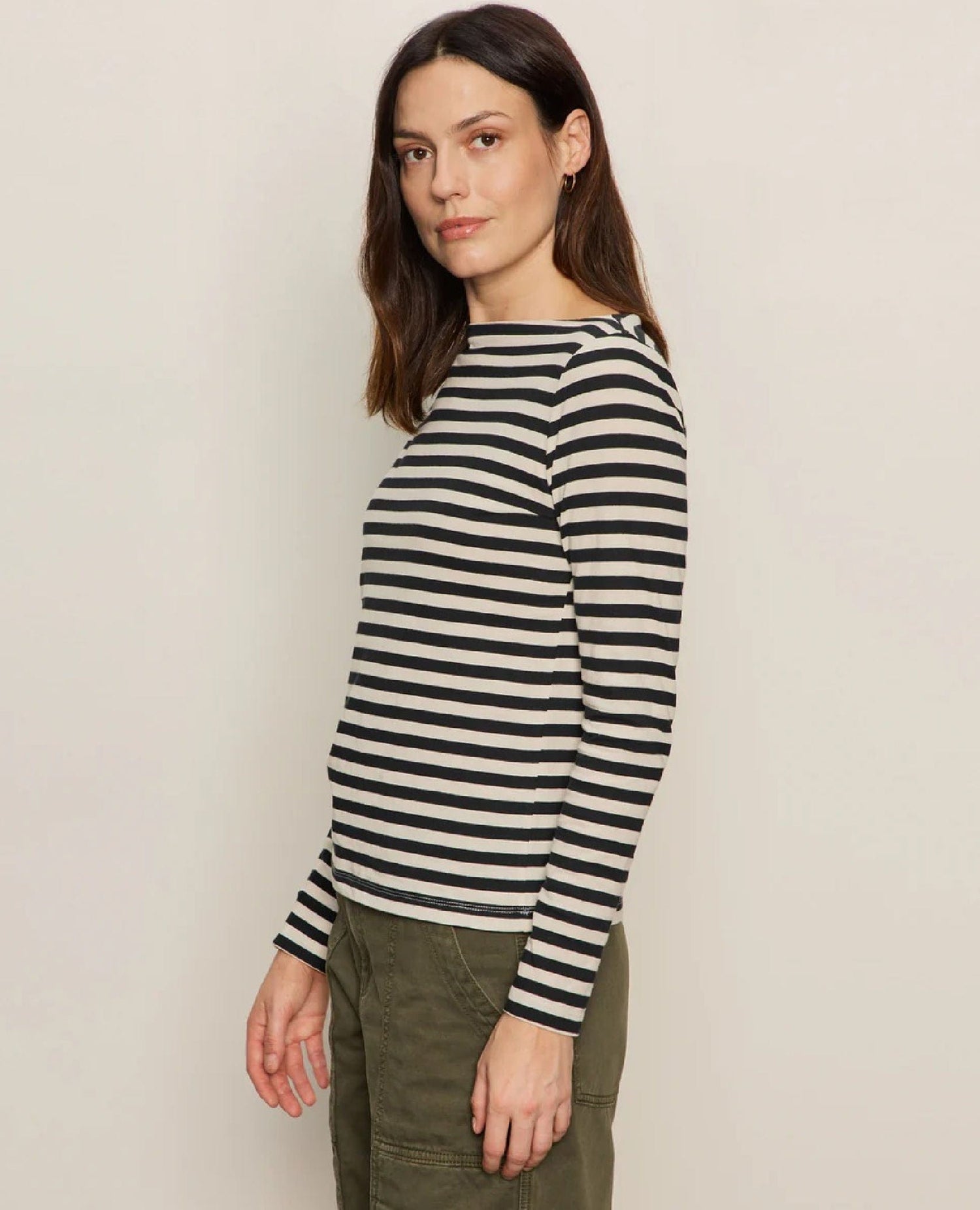 Boatneck Long Sleeve Black Stripe