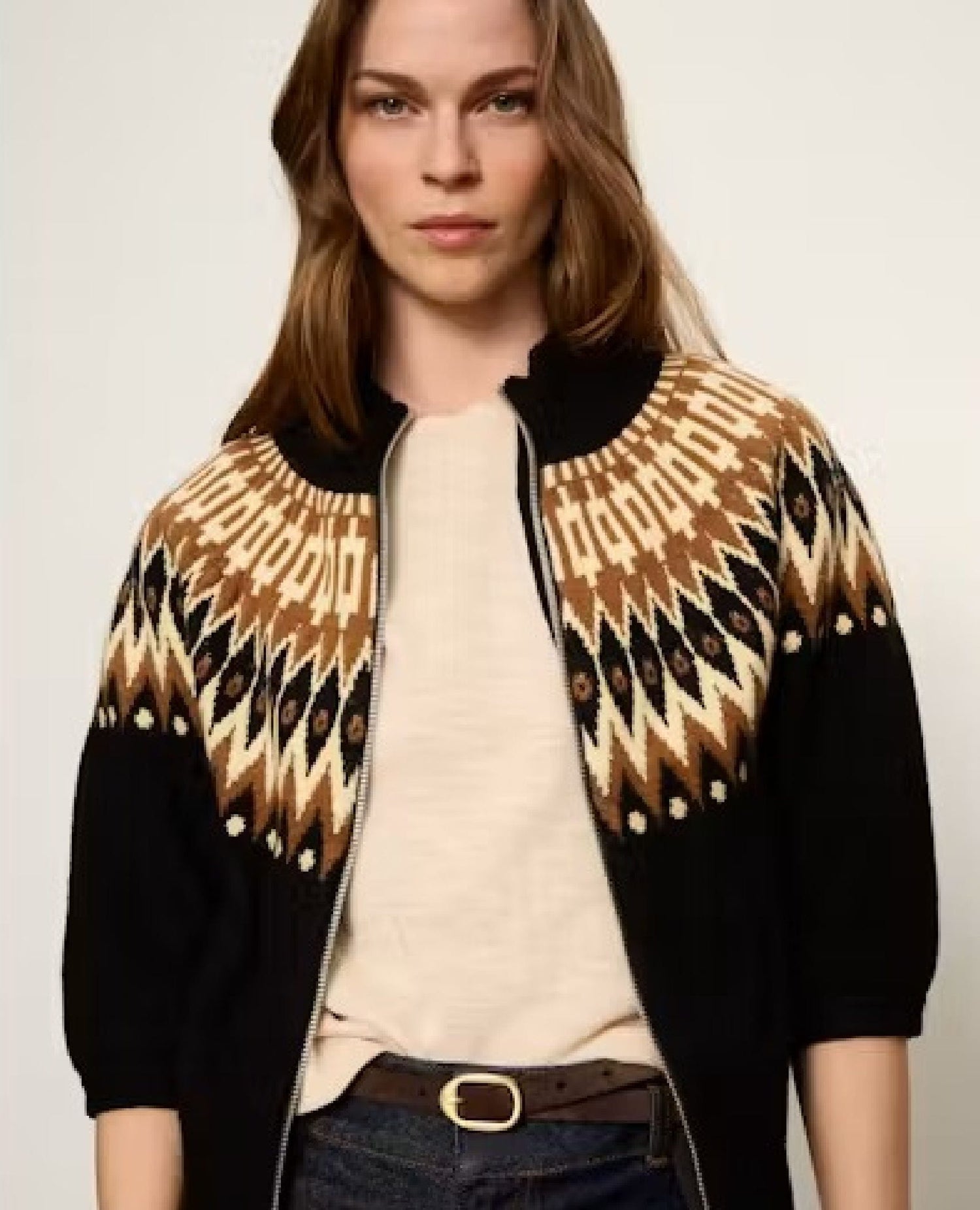 Poconos Fairisle Zip Up Sweater