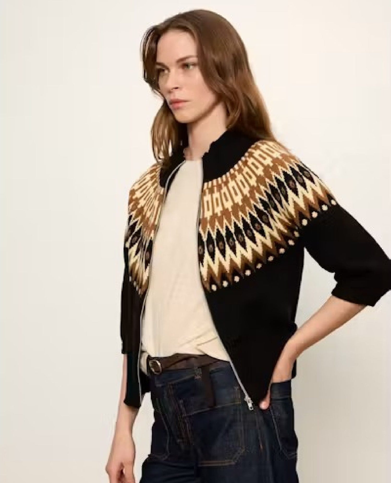 Poconos Fairisle Zip Up Sweater