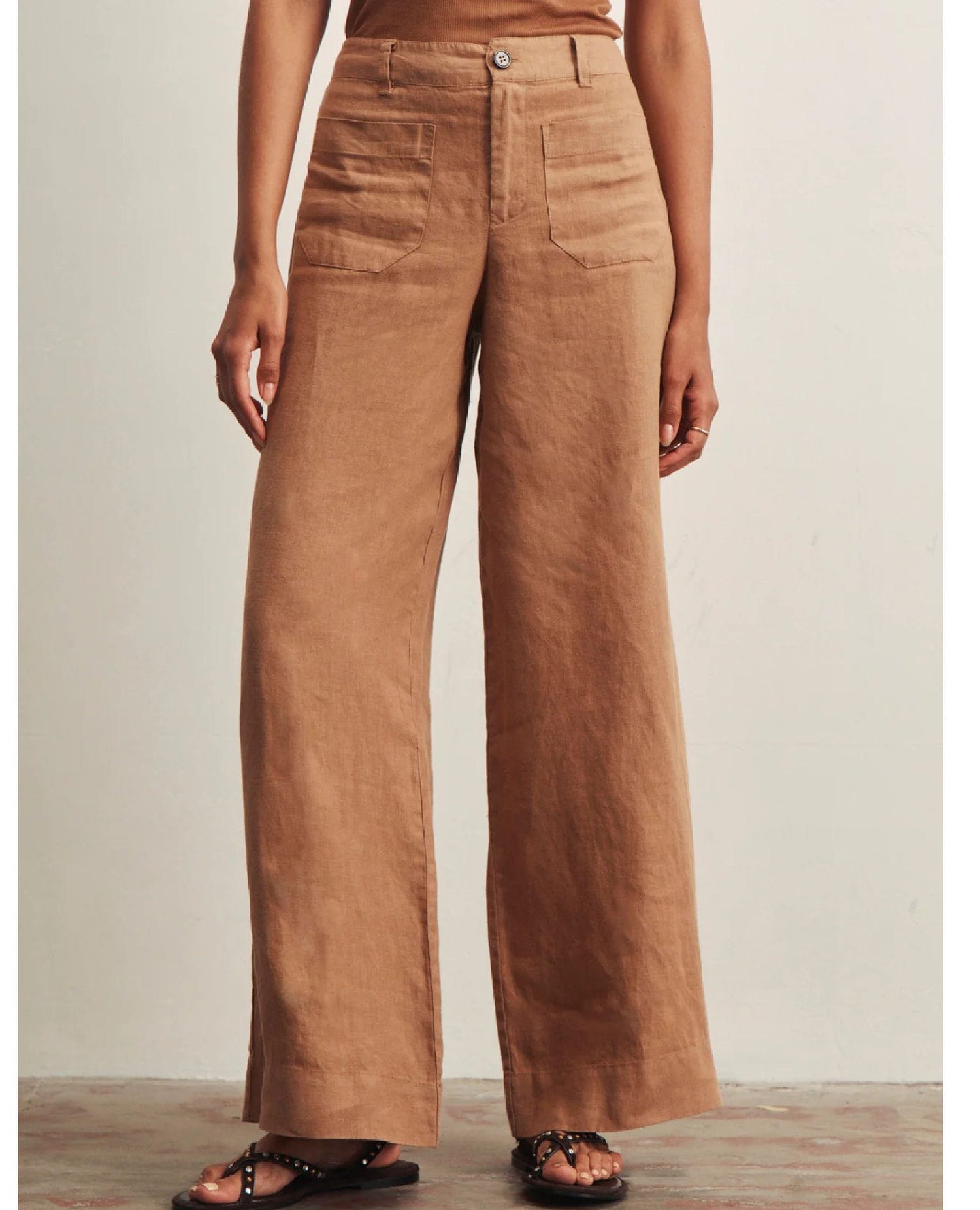 Linen Marine Wide Leg Pant Toasted Coconut