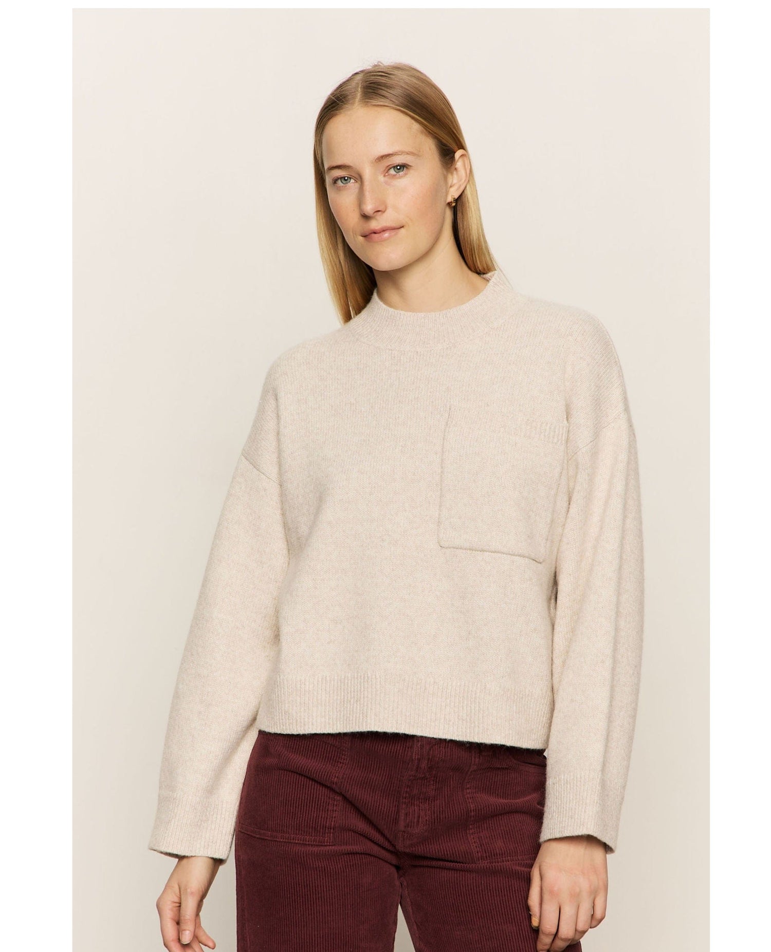 One Pocket Crew Sweater Pearl