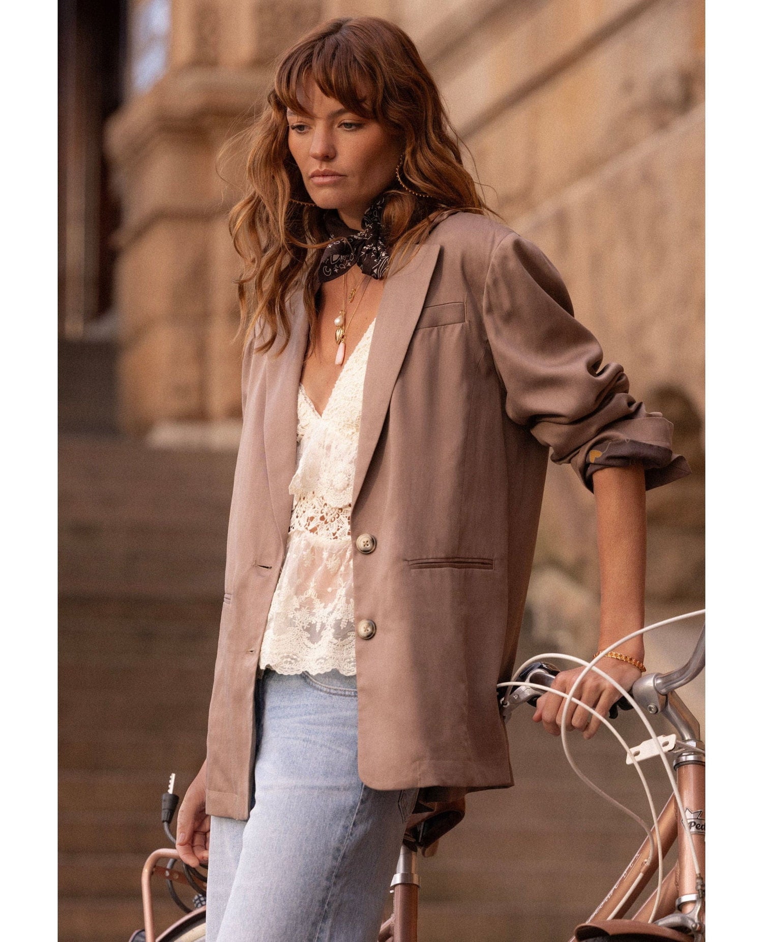 Embroidered Dallas Blazer Smokey Taupe