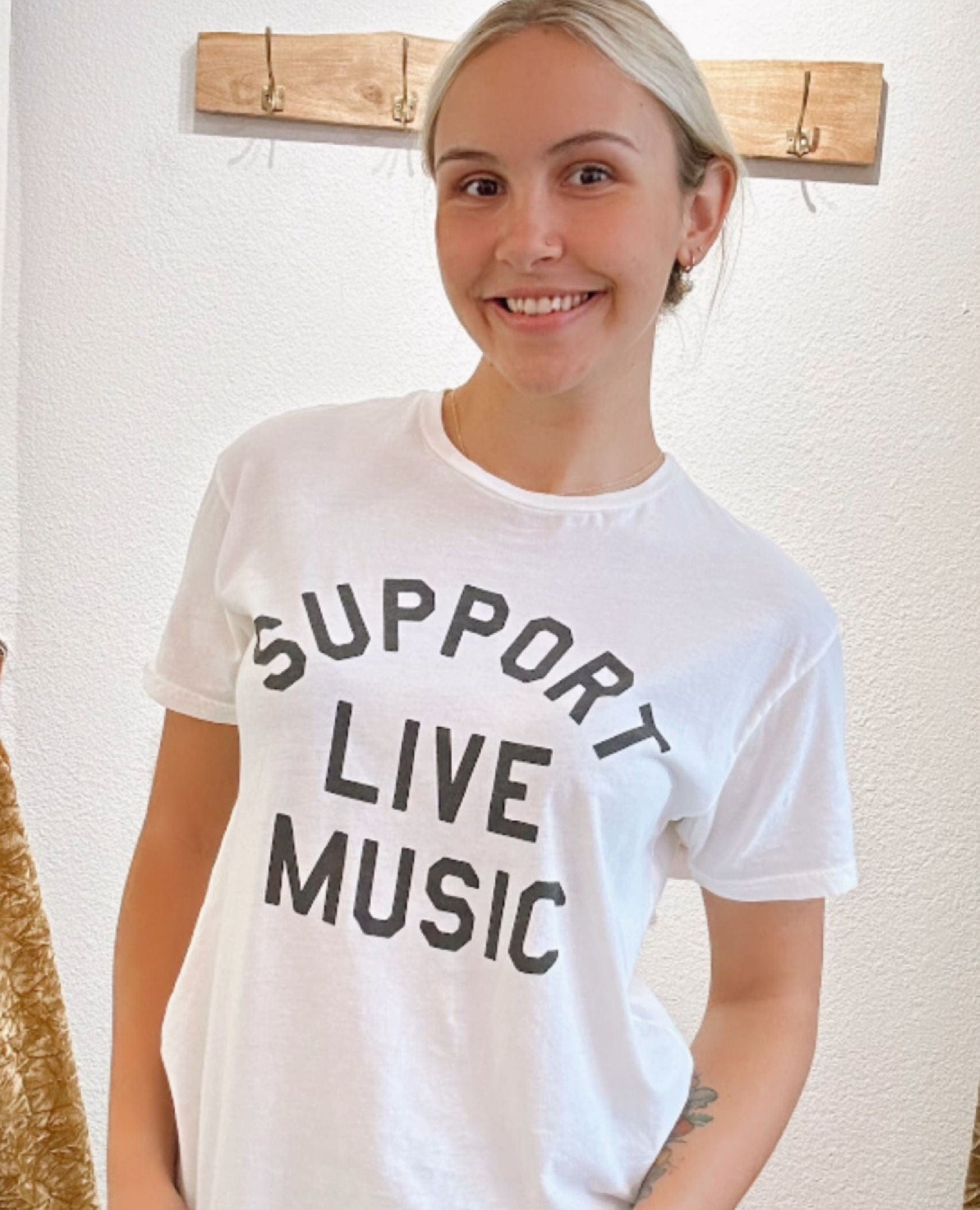 Support Live Music Vintage Ivory Tee