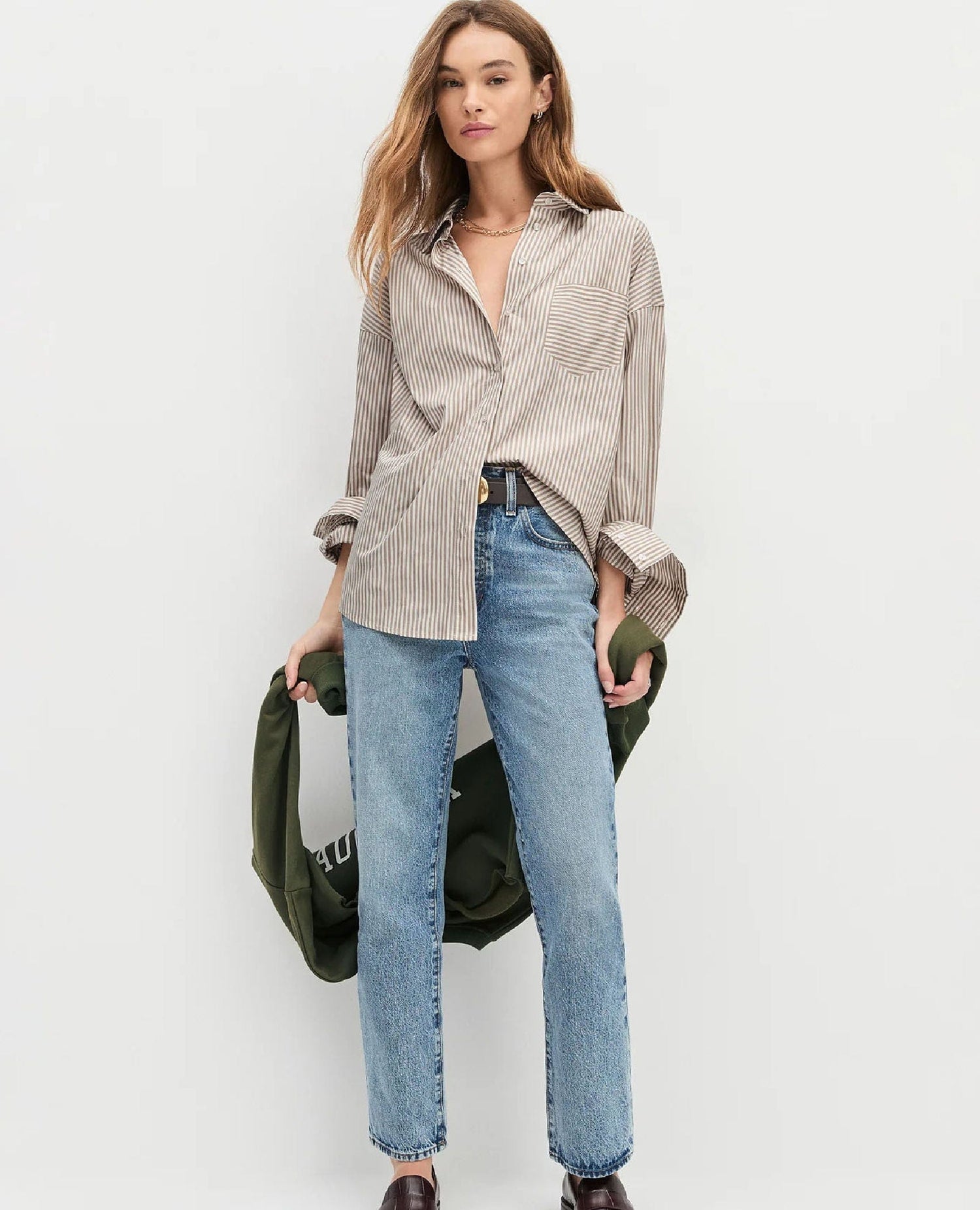 The Beau Shirt Mocha Stripe