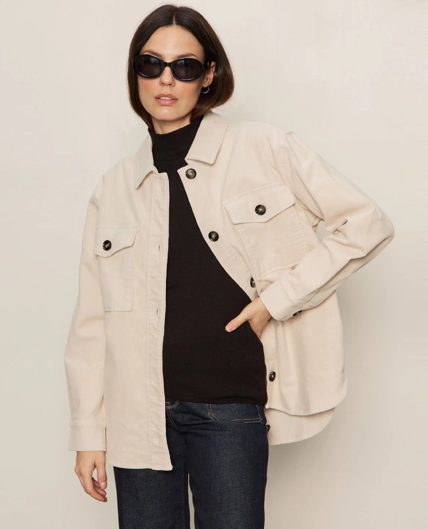 The Corduroy Shacket Mother of Pearl