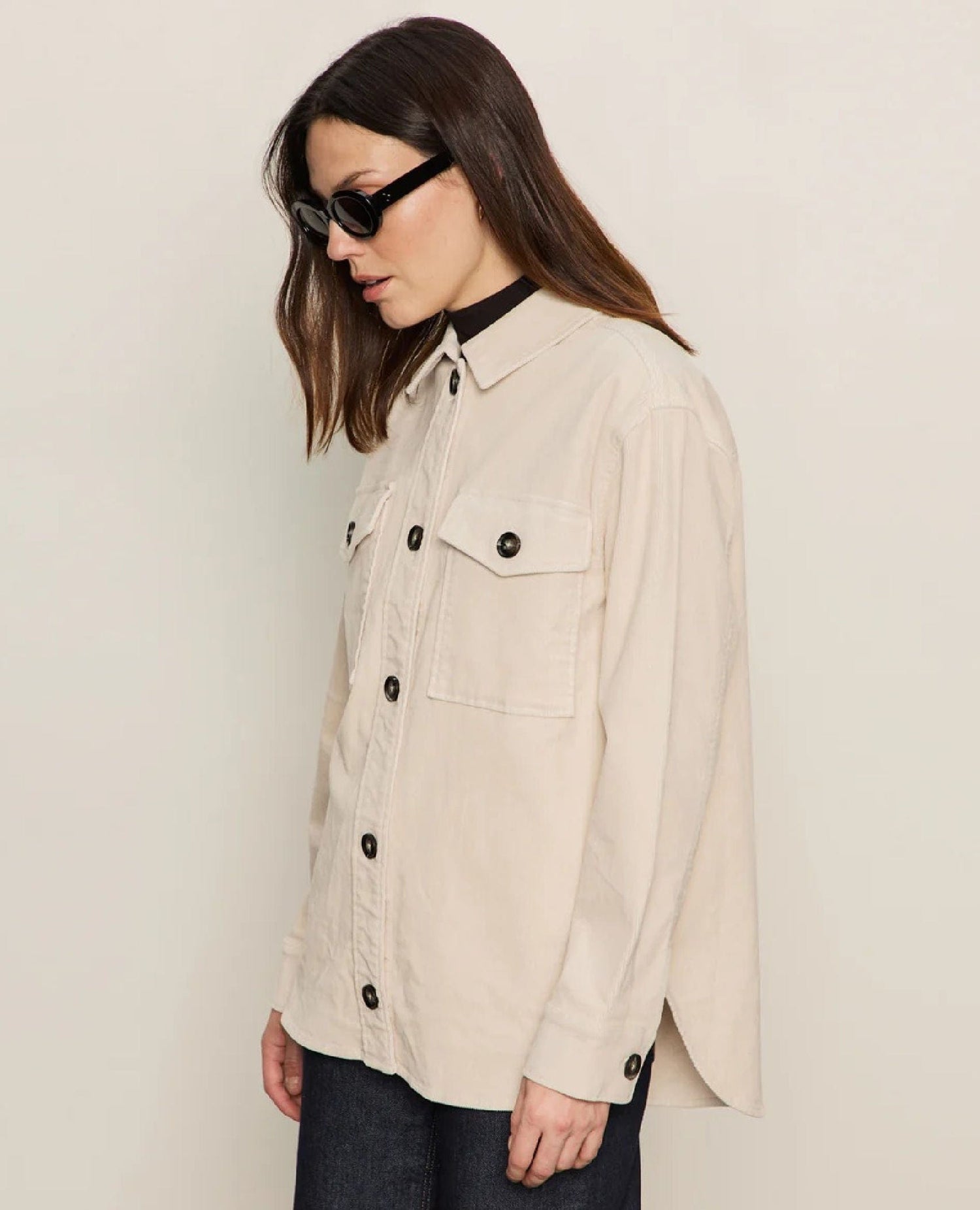 The Corduroy Shacket Mother of Pearl