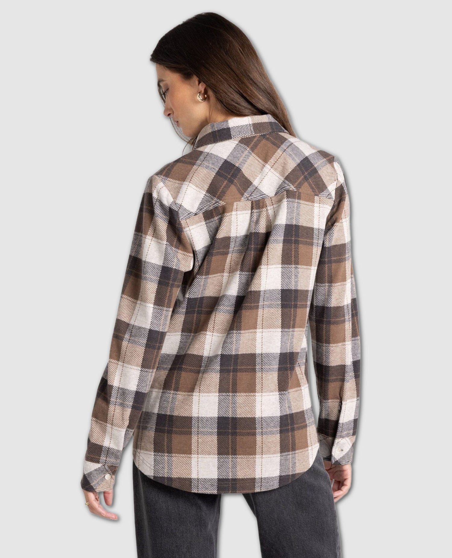 Lewis Long Sleeve Cream Brown Plaid