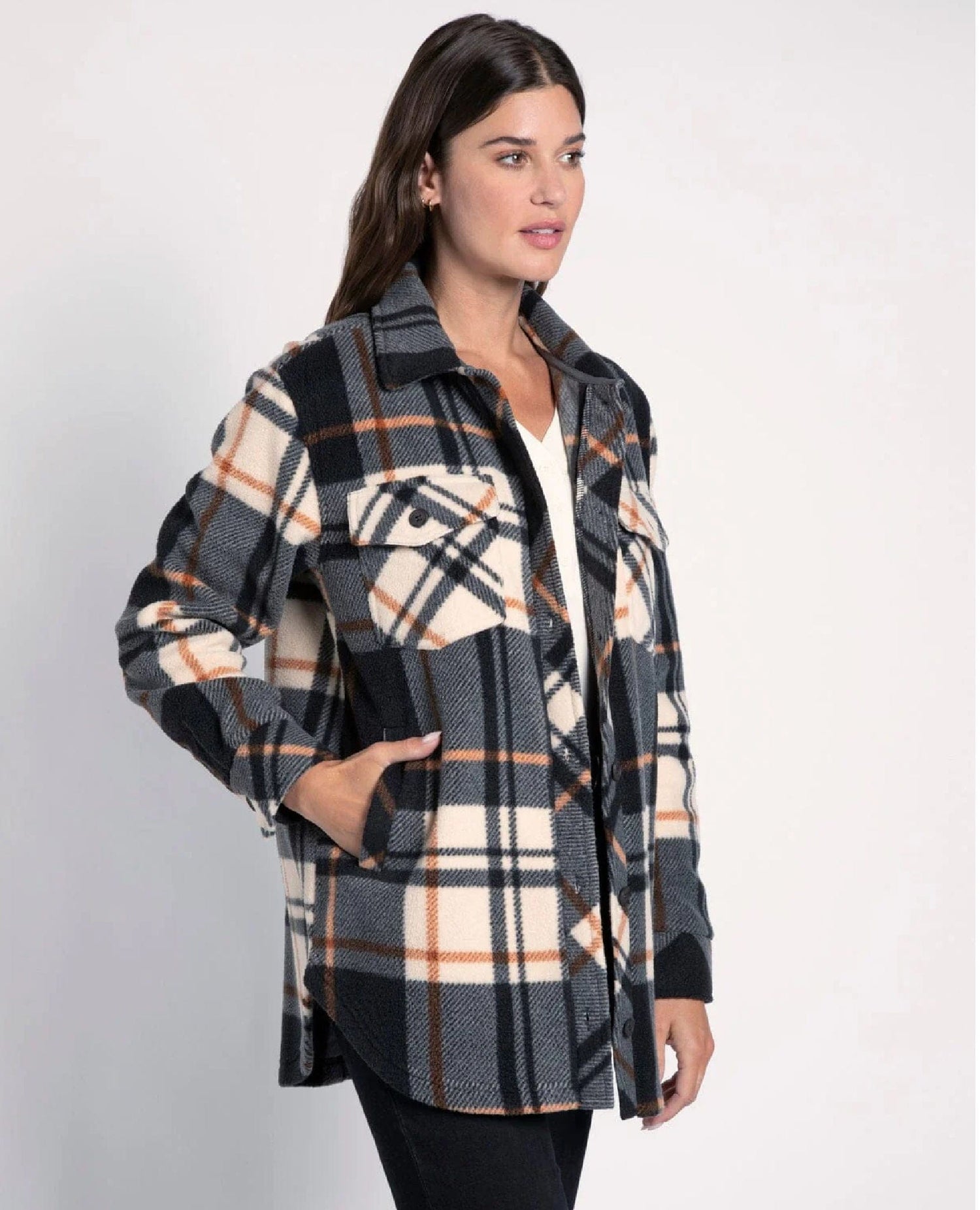 Tullis Plaid Shacket Neutral Plaid