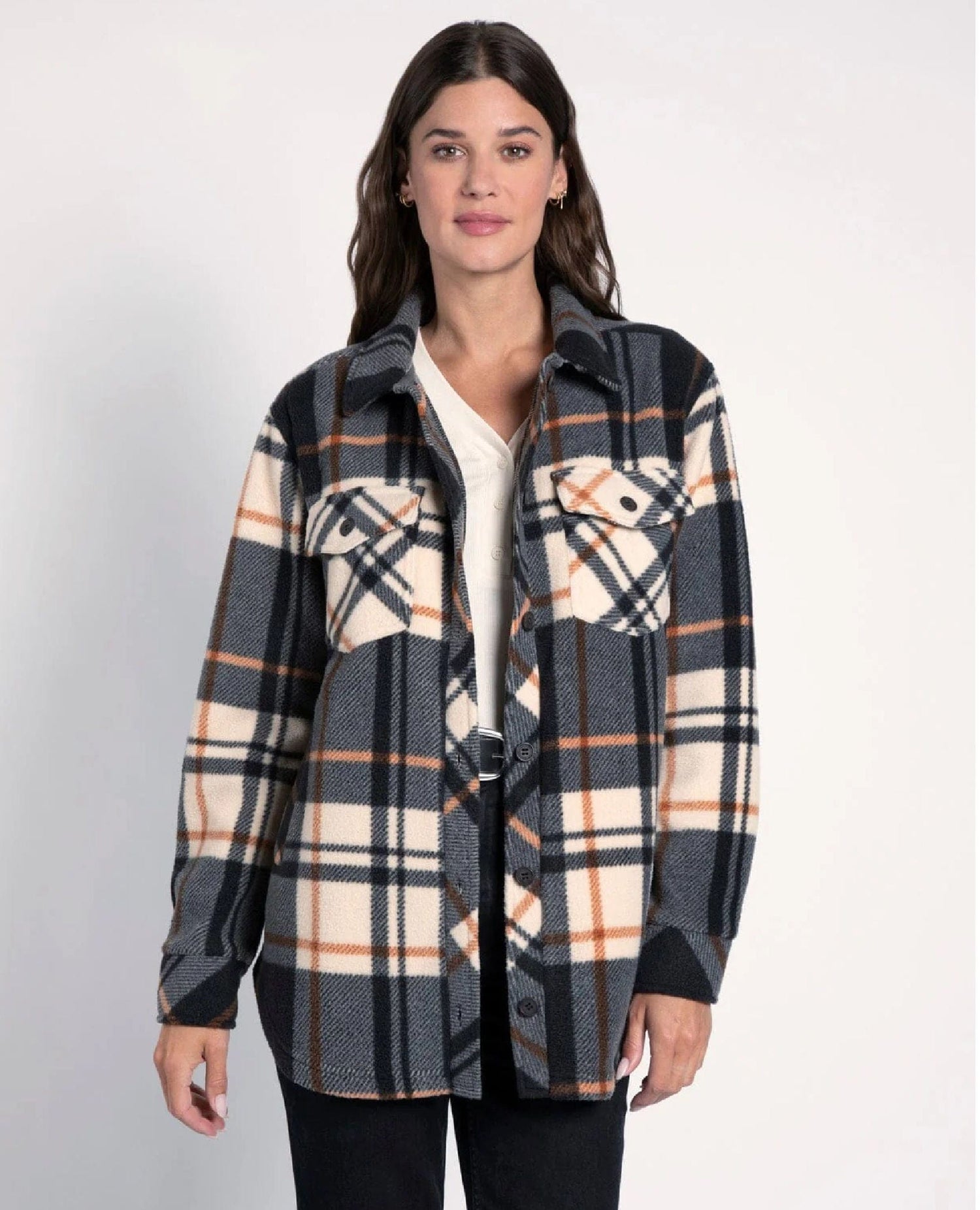 Tullis Plaid Shacket Neutral Plaid