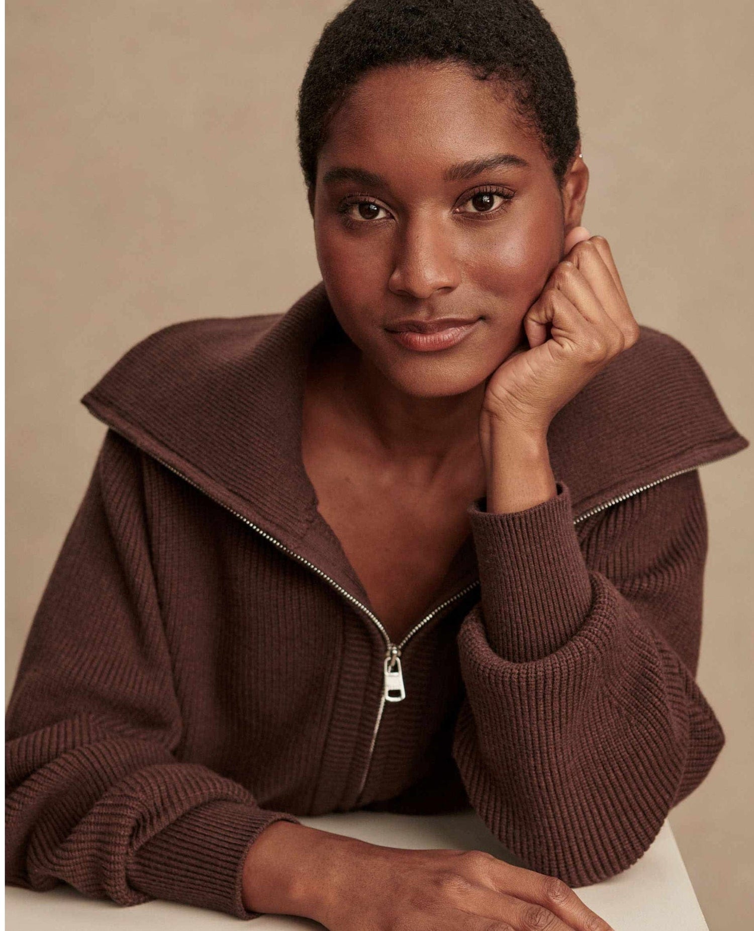 Varley Enrico Knit Jacket Coffee