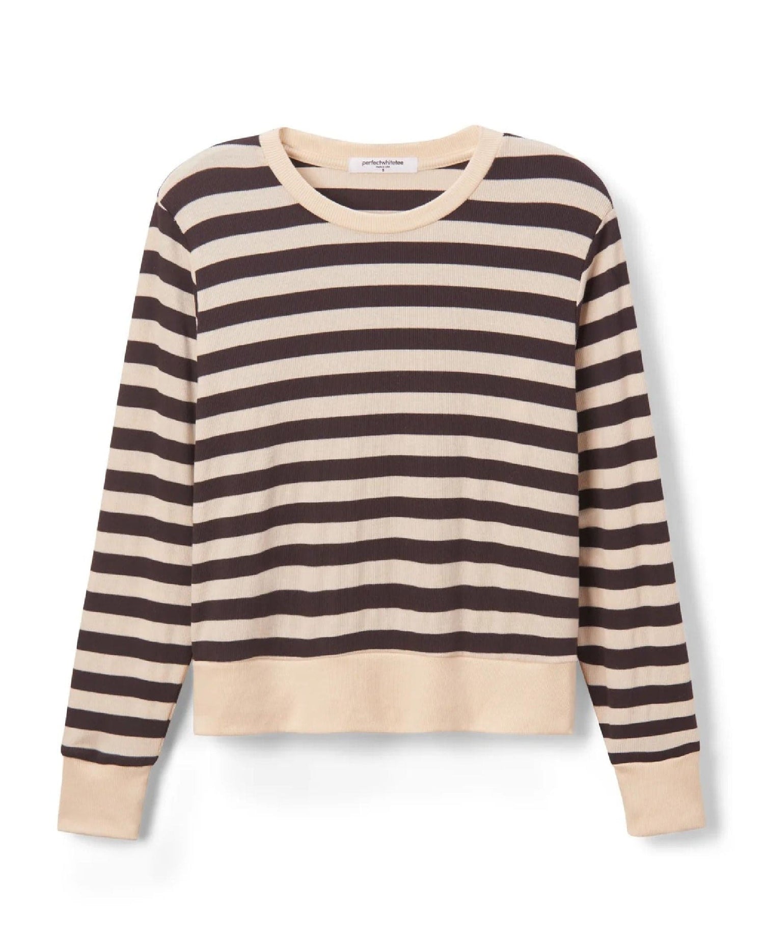 Stef Stripe Luxe Rib Sweatshirt Mocha